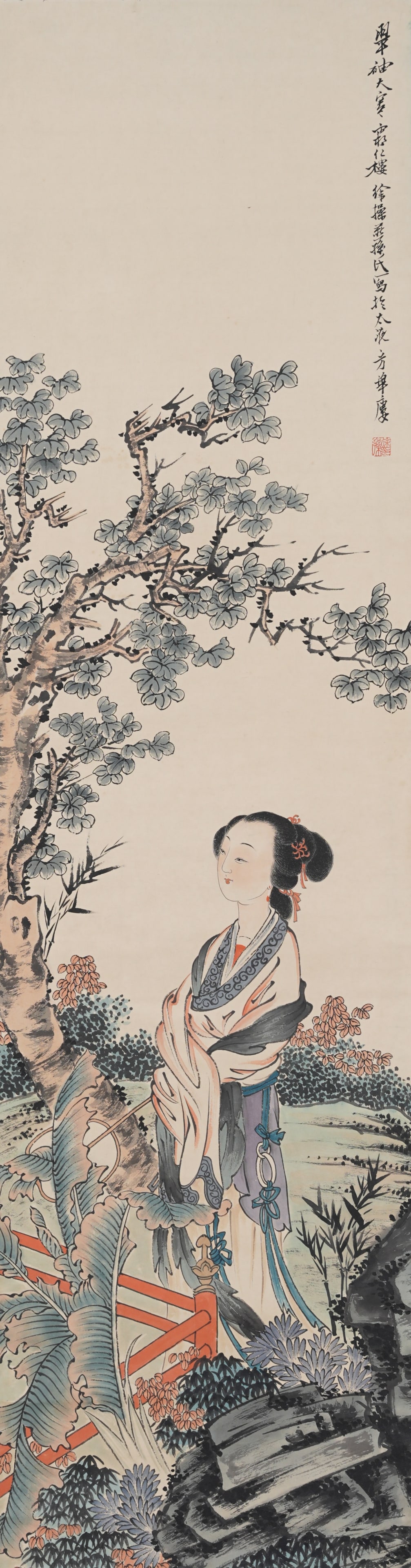 A COURT LADIES PAINTING ON PAPER BY XU CAO.徐操 (1 of 10)