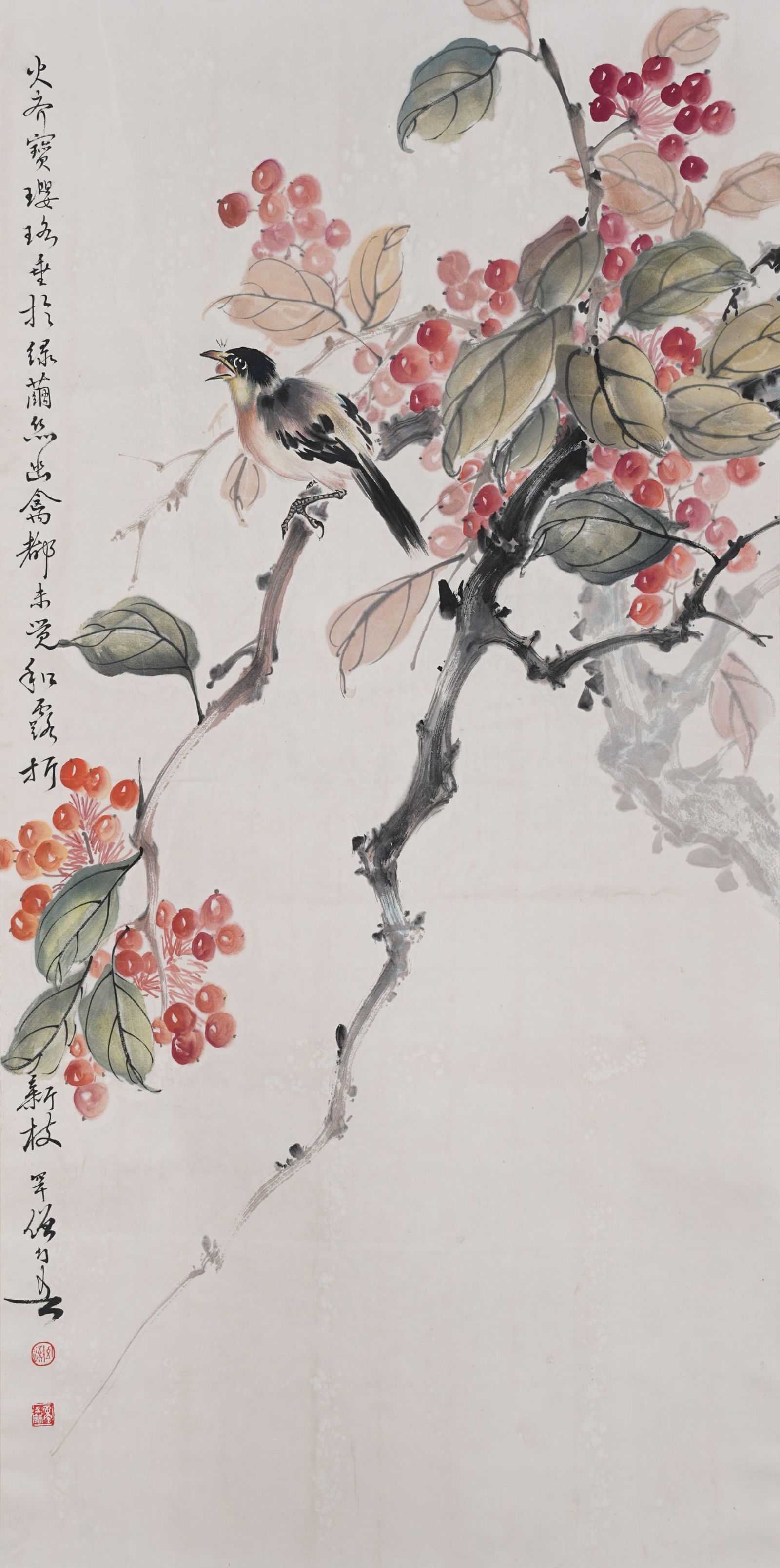 A FLOWER-AND-BIRD PAINTING ON PAPER BY HUANG HUANWU.黃幻吾 (1 of 10)