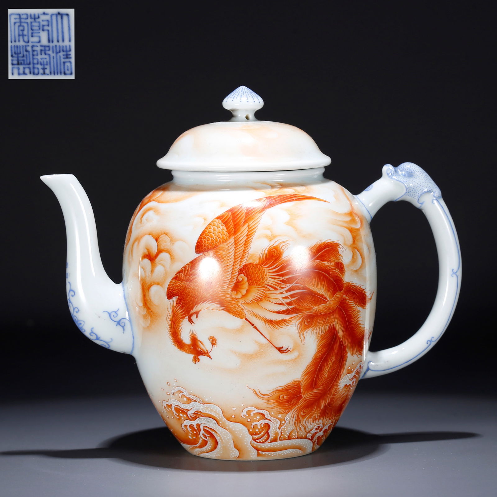 A UNDERGLAZE RED EWER WITH PHOENIX DESIGN (1 of 10)