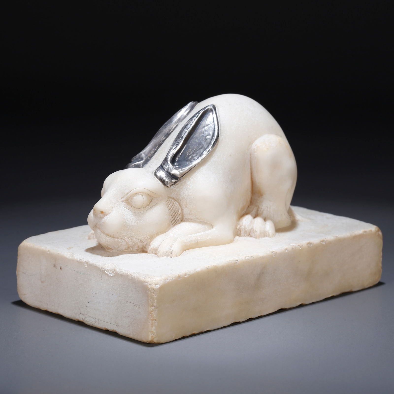 A HAN WHITE JADE RABBIT-SEAL PAPERWEIGHT (1 of 9)