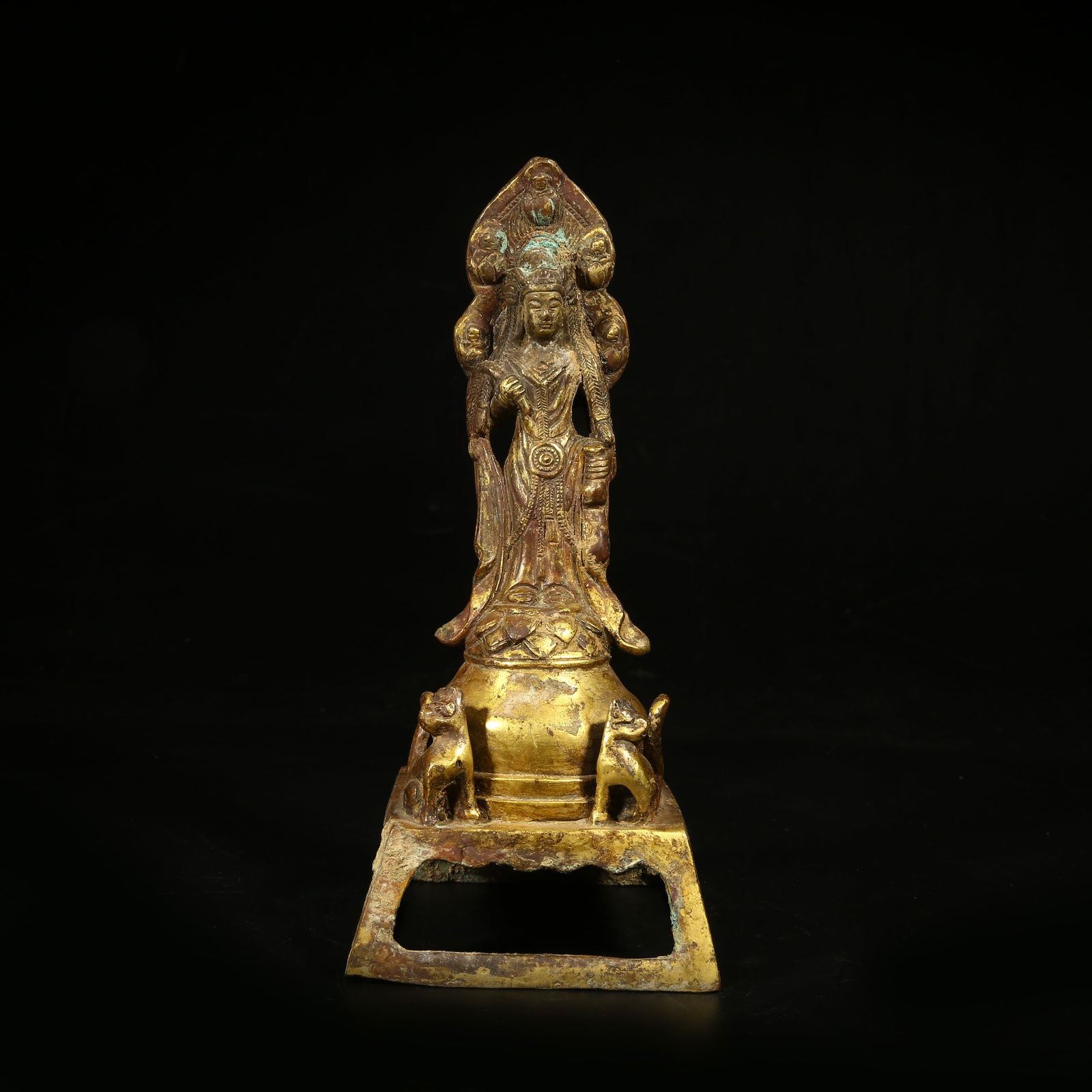 A GILT-BRONZE STANDING FIGURE OF GUANYIN: Gilt-Bronze Standing Figure of Guanyin
