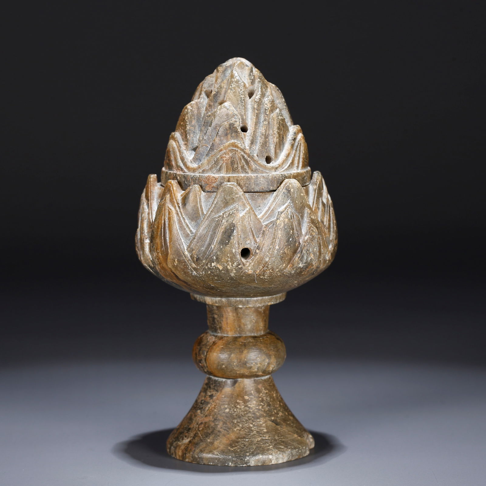 A STONE BOSHAN INCENSE BURNER (1 of 9)