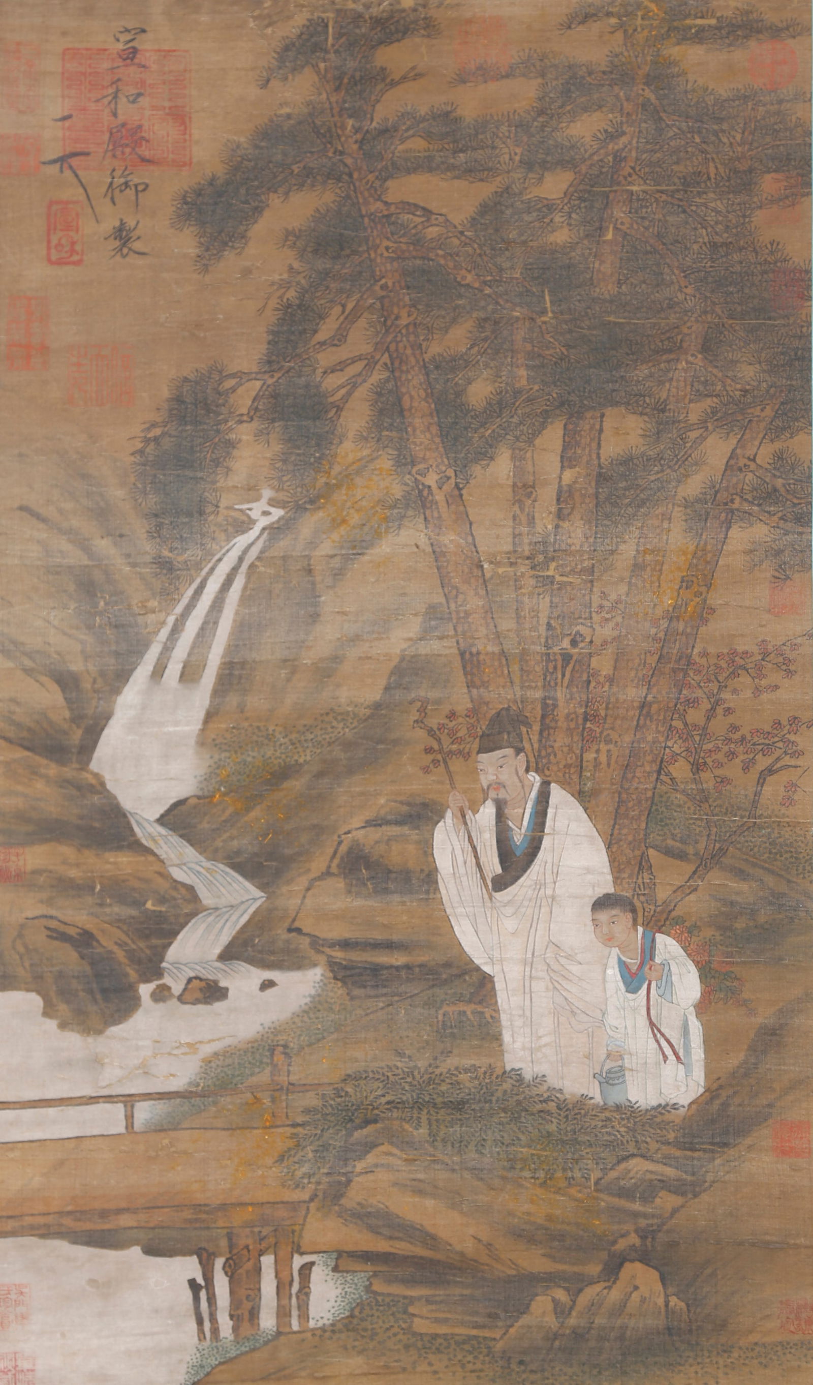 A FIGURE PAINTING ON SILK BY EMPEROR HUIZONG OF SONG.宋徽宗 (1 of 9)