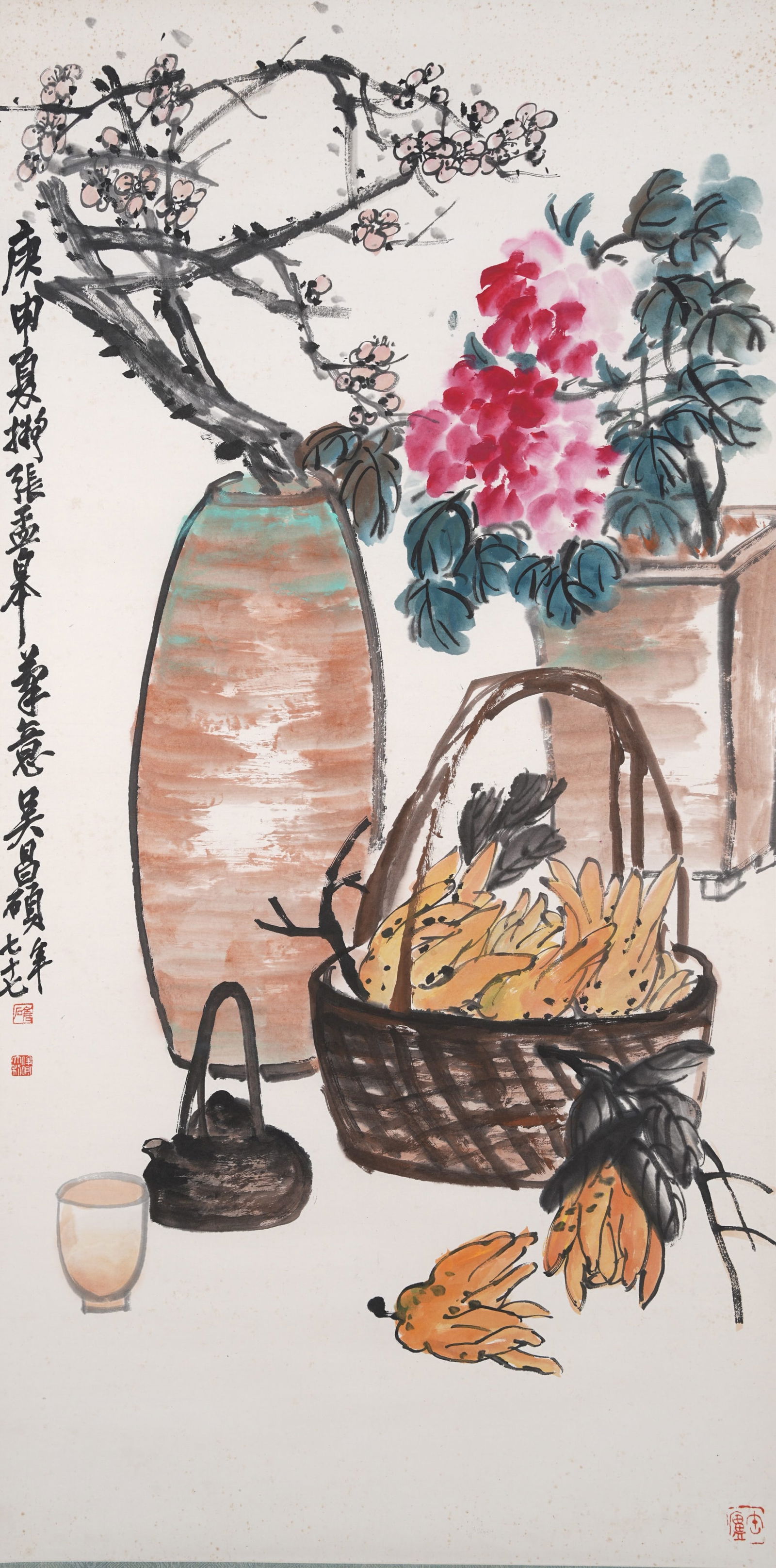 A FLOWER PAINTING ON PAPER BY WU CHANGSHUO.吳昌碩 (1 of 10)