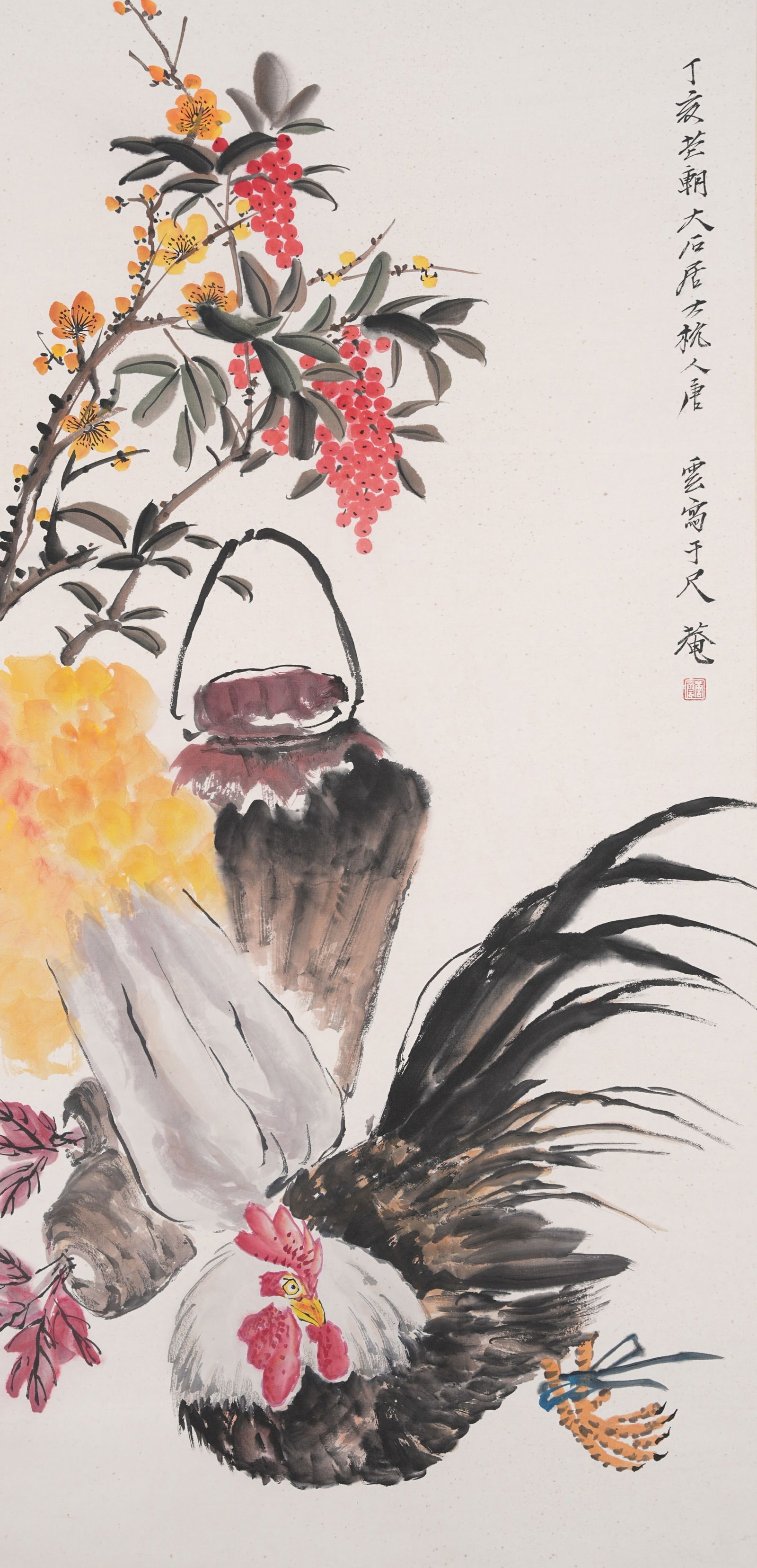 A ROOSTER PAINTING ON PAPER BY TANG YUN.唐雲 (1 of 11)
