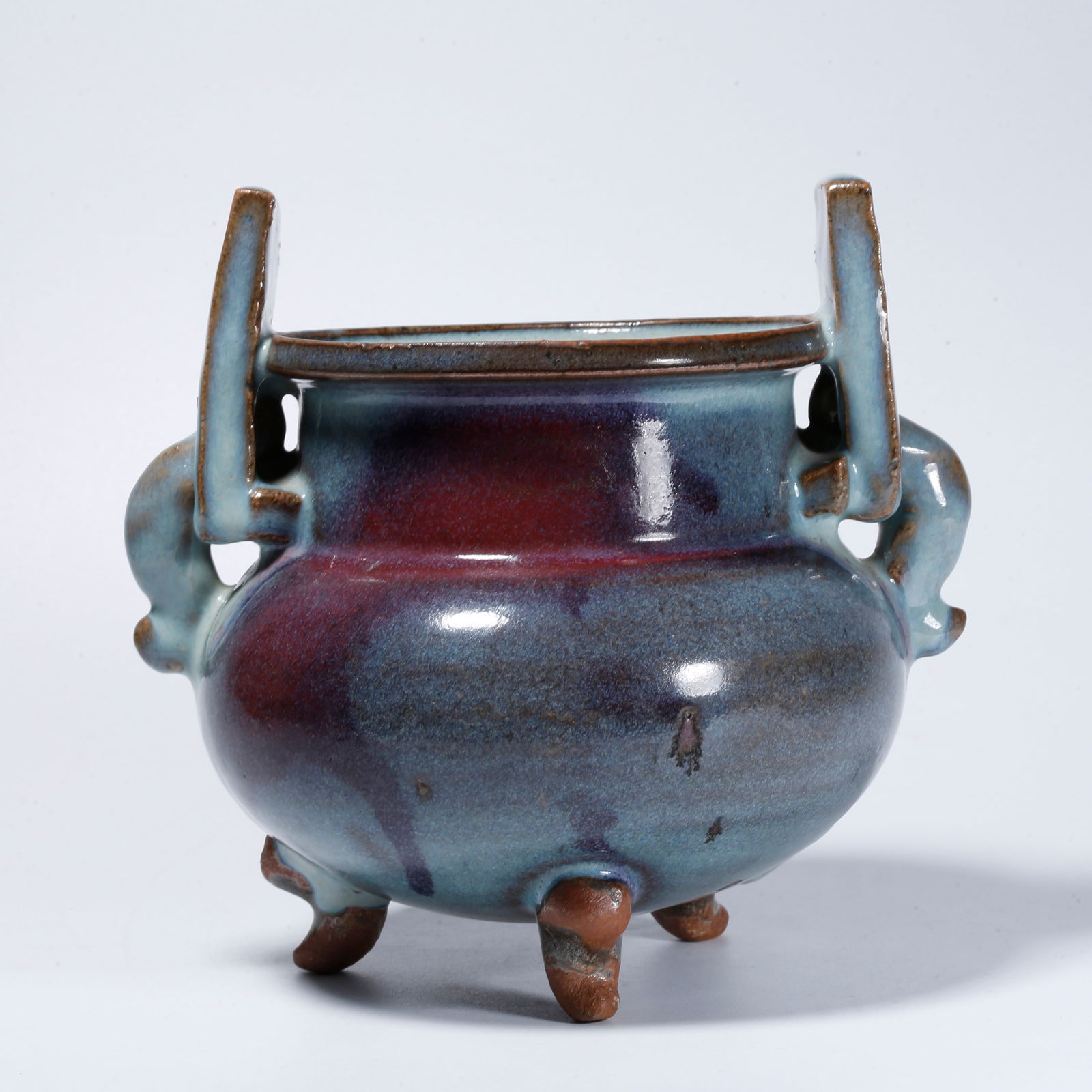 A JUN WARE TRIPOD INCENSE BURNER (1 of 10)