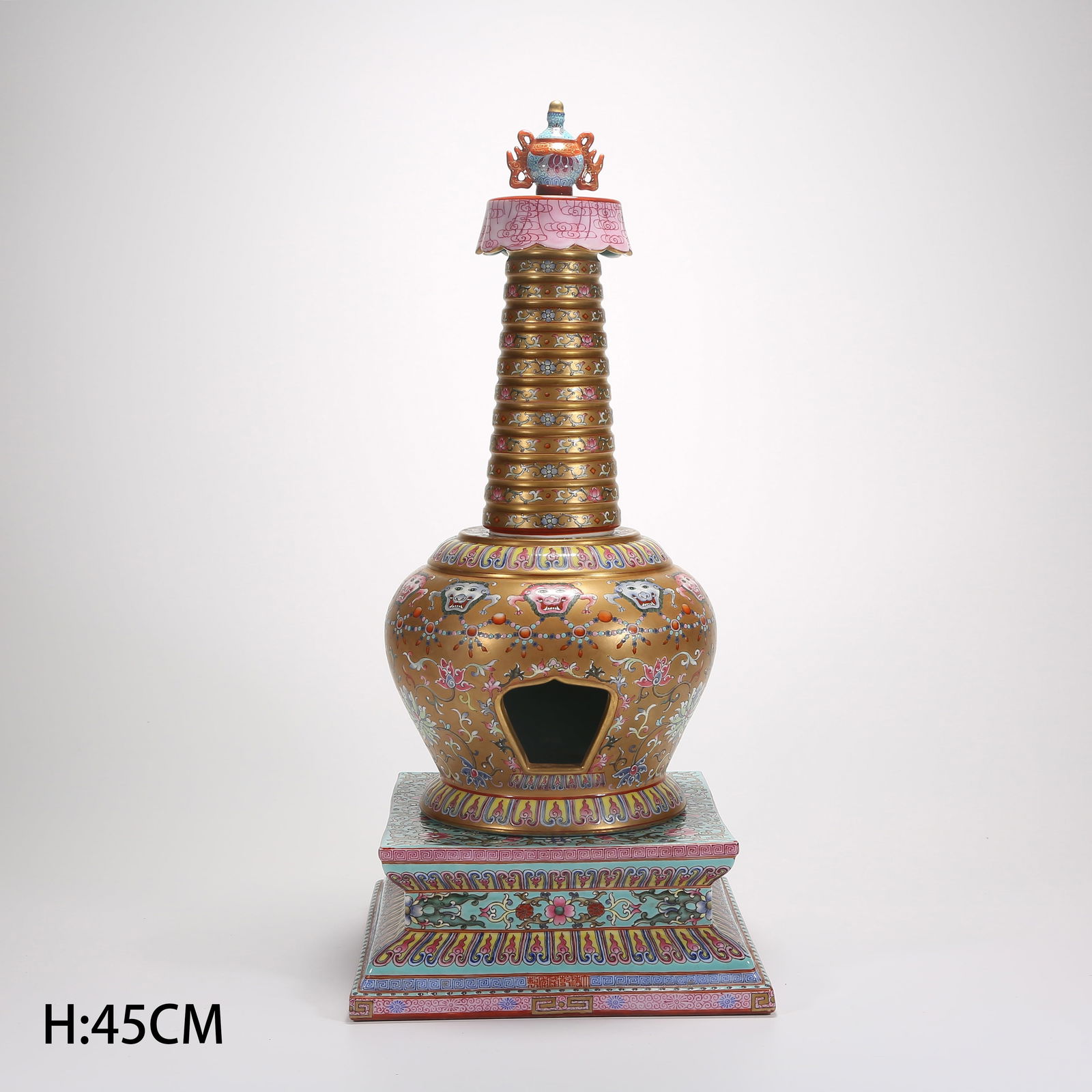 A GOLD-GROUND FAMILLE-ROSE STUPA (1 of 9)