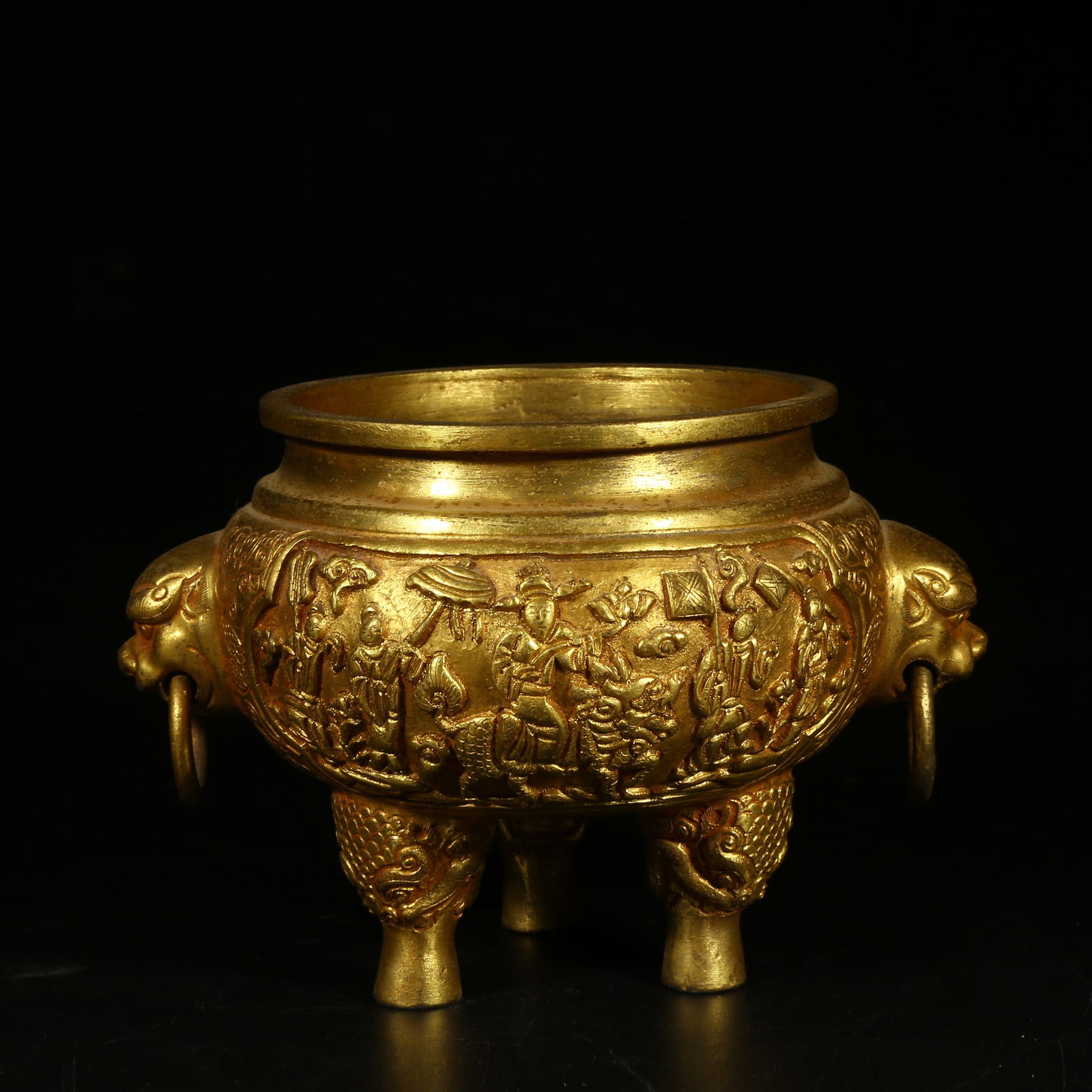 A GILT-BRONZE CENSER WITH FIGURAL DESIGN (1 of 9)