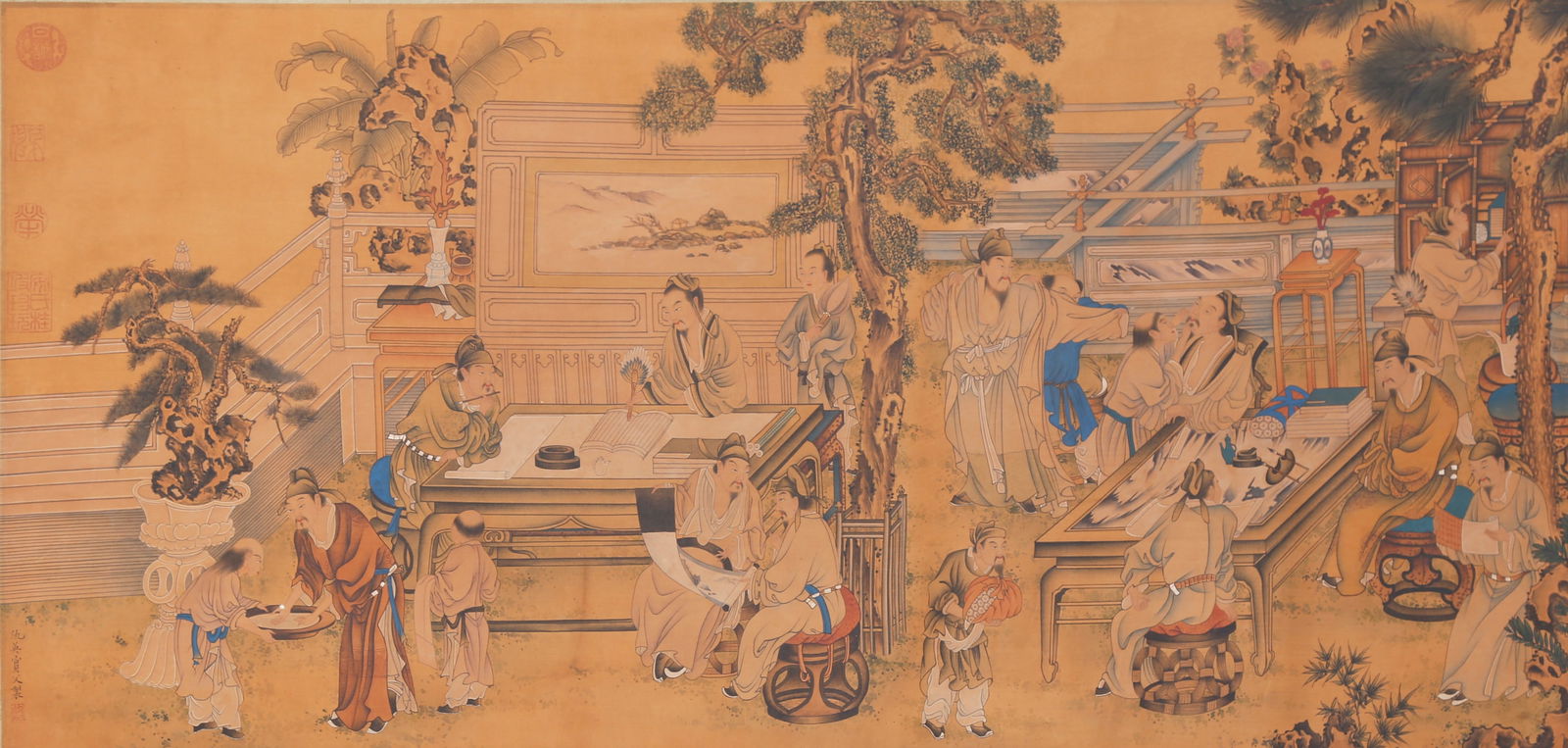 A FIGURE PAINTING ON SILK BY QIU YING, HANGING SCROLL.仇英 (1 of 12)