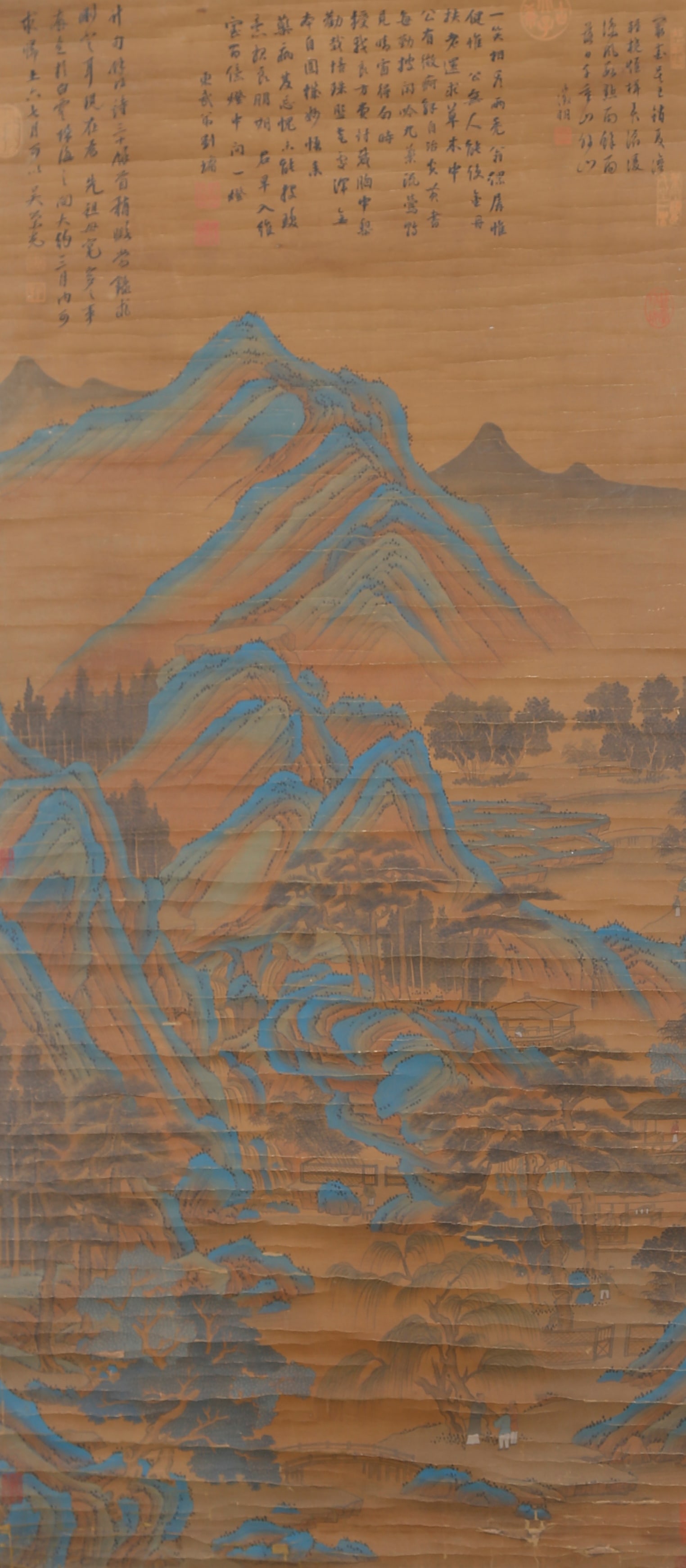 A LANDSCAPE PAINTING ON SILK BY WEN ZHENGMING.文徵明 (1 of 11)
