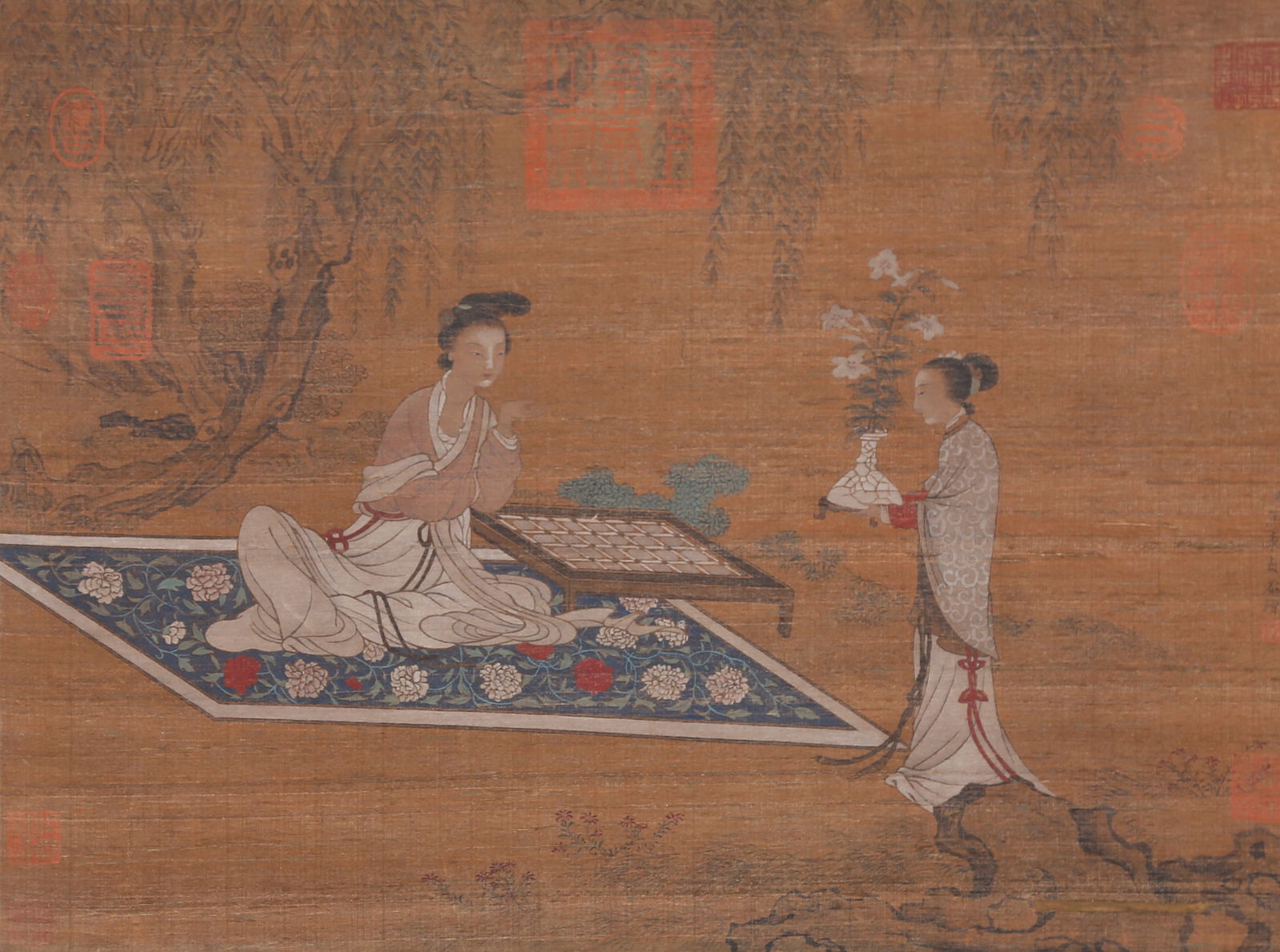 A LADY PAINTING ON SILK BY JIAO BINGZHEN.焦秉貞 (1 of 9)