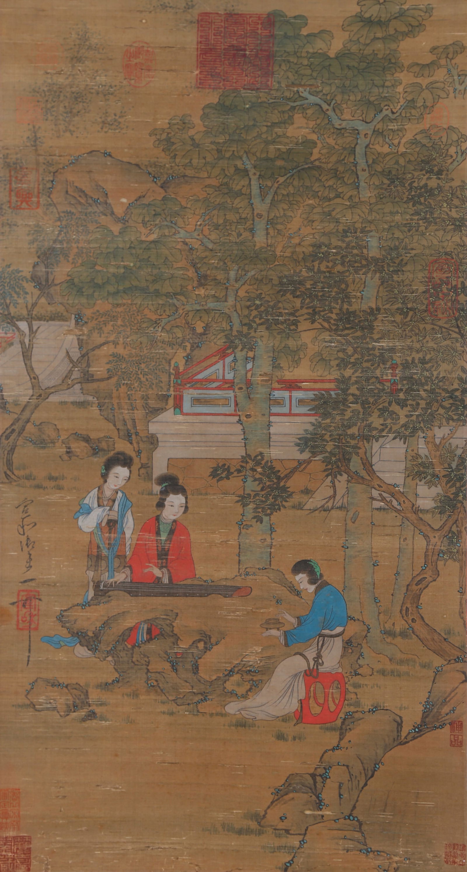 A LADY PAINTING ON SILK BY EMPEROR HUIZONG OF SONG.宋徽宗 (1 of 10)