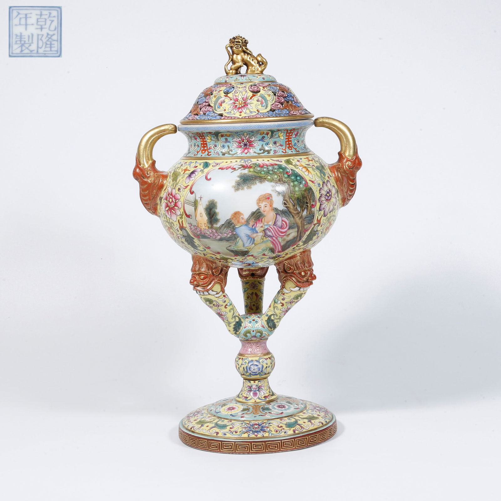 A YANGCAI INCENSE BURNER WITH WESTERN FIGURE MOTIF (1 of 11)