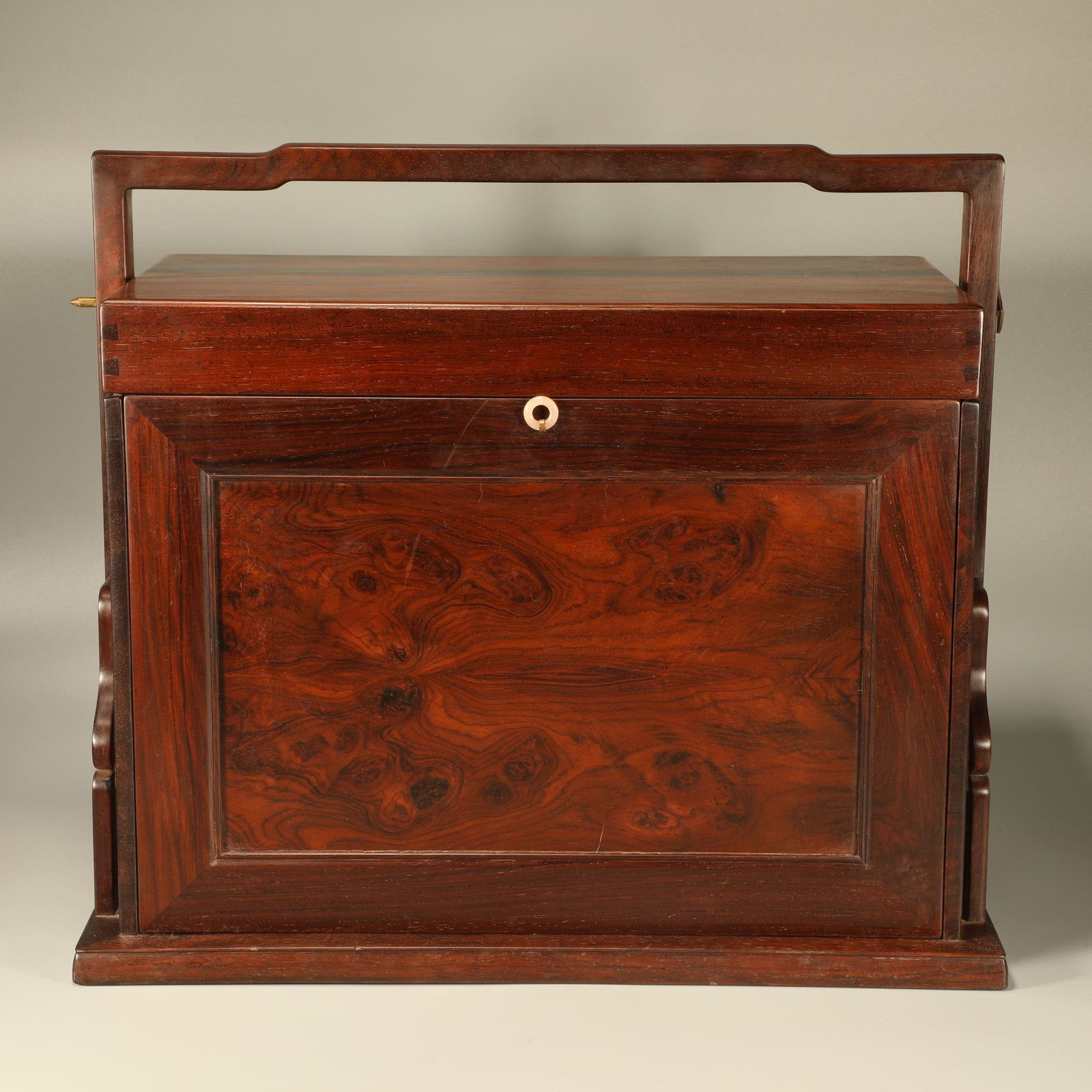 A HUANGHUALI SCHOLAR’S CARRYING BOX: Huanghuali Scholar’s Carrying Box