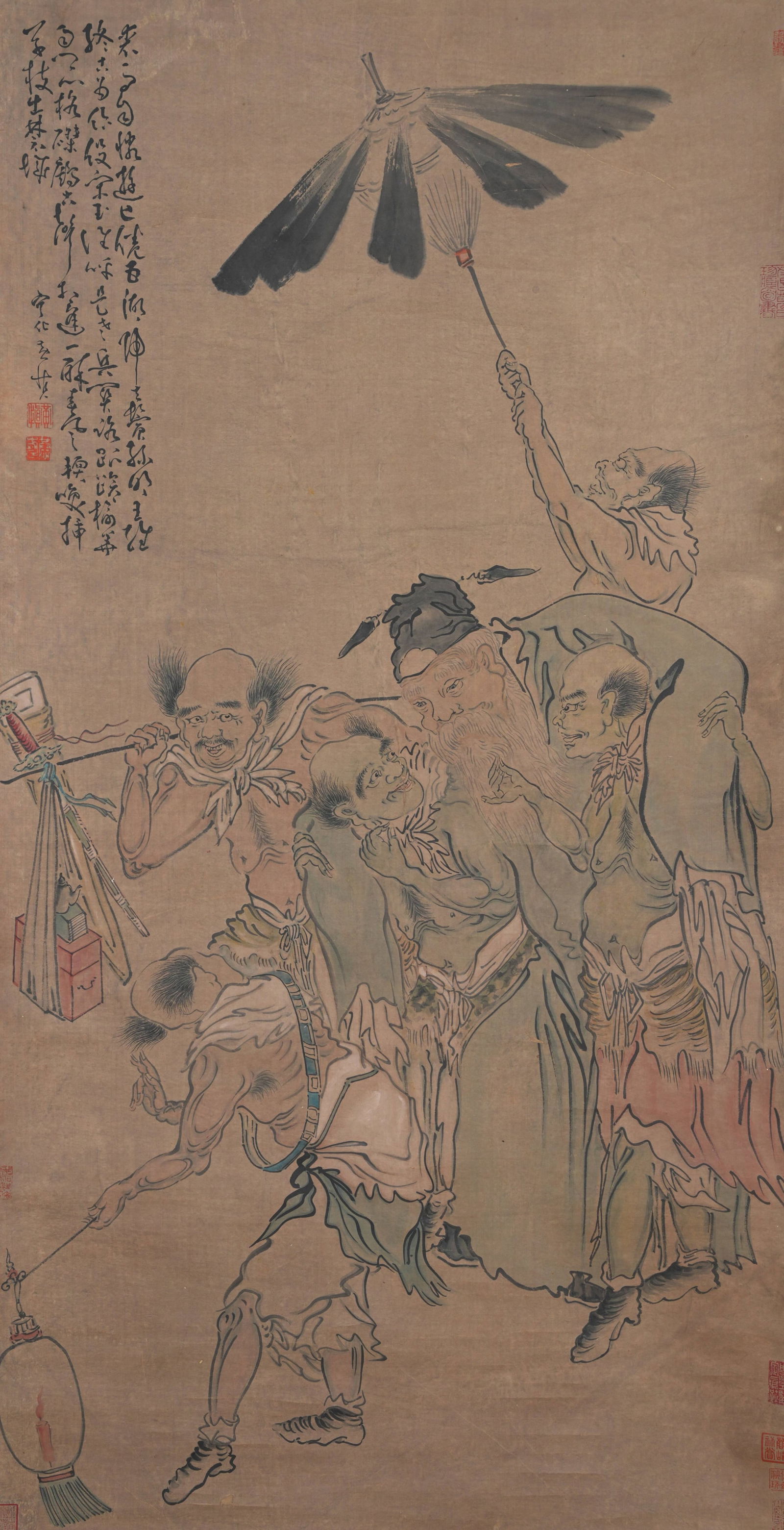 A FIGURE PAINTING ON PAPER BY HUANG SHEN.黃慎 (1 of 9)