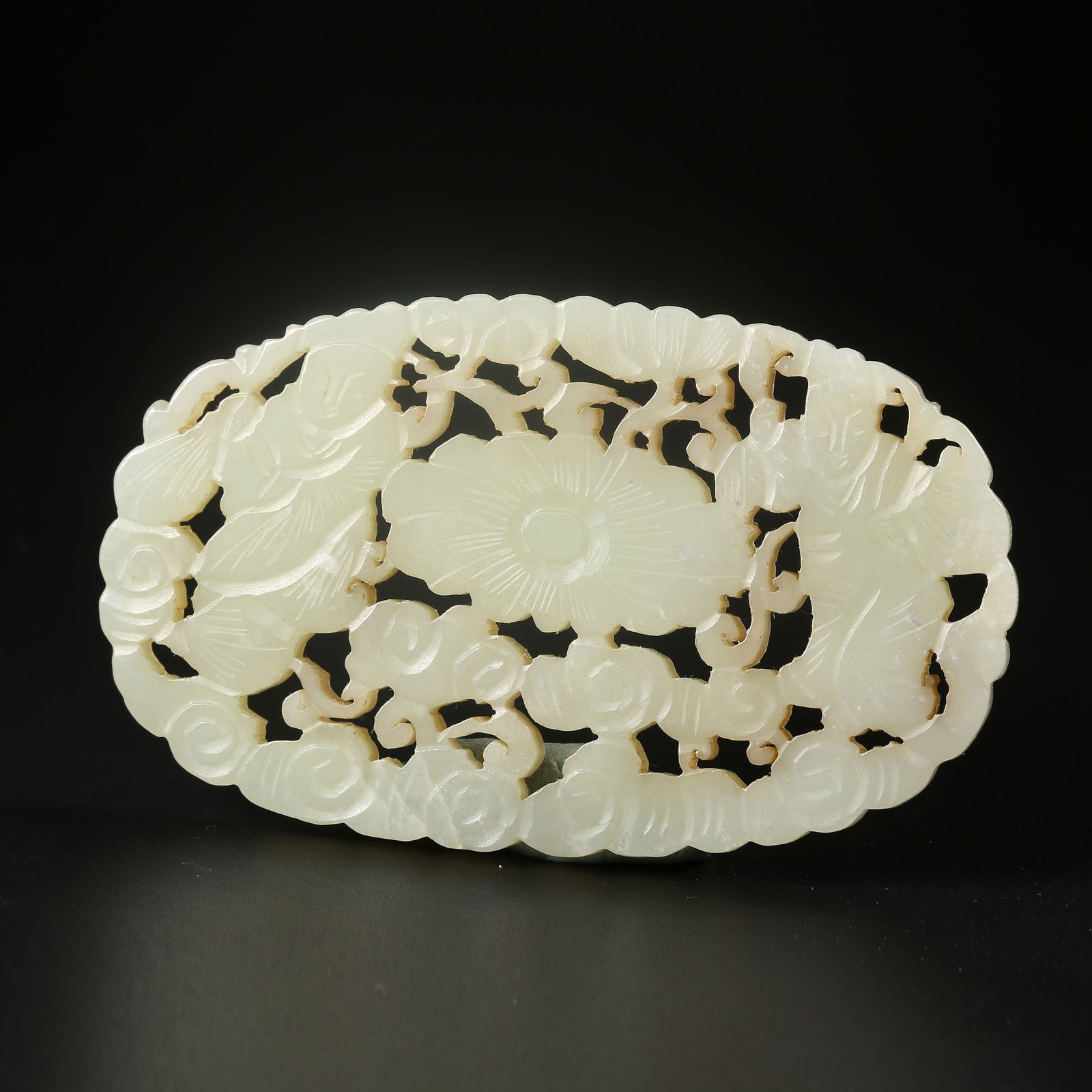 A HETIAN JADE PLAQUE CARVED WITH THE HEHE TWINS MOTIF (1 of 8)