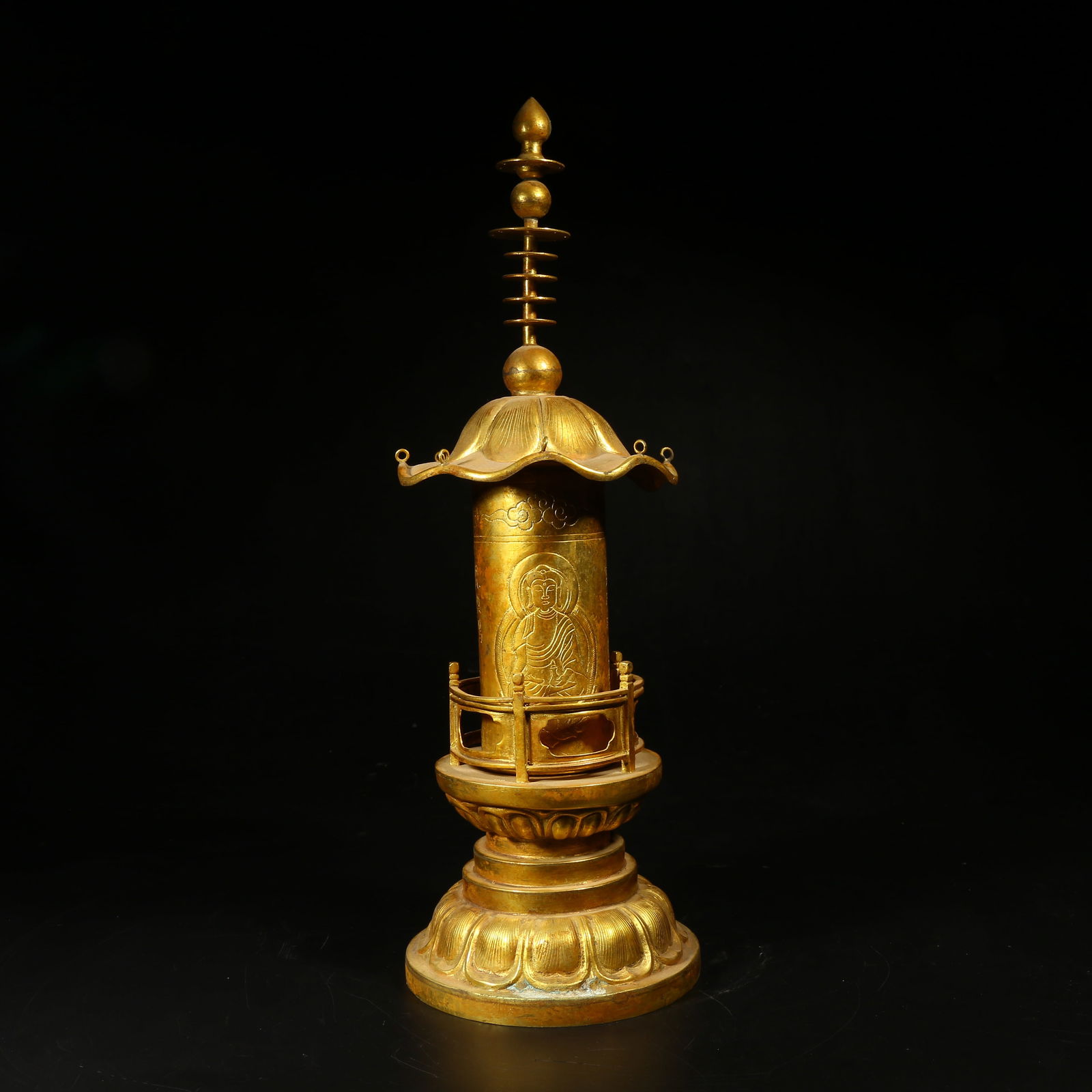A GILT-BRONZE STUPA (1 of 9)