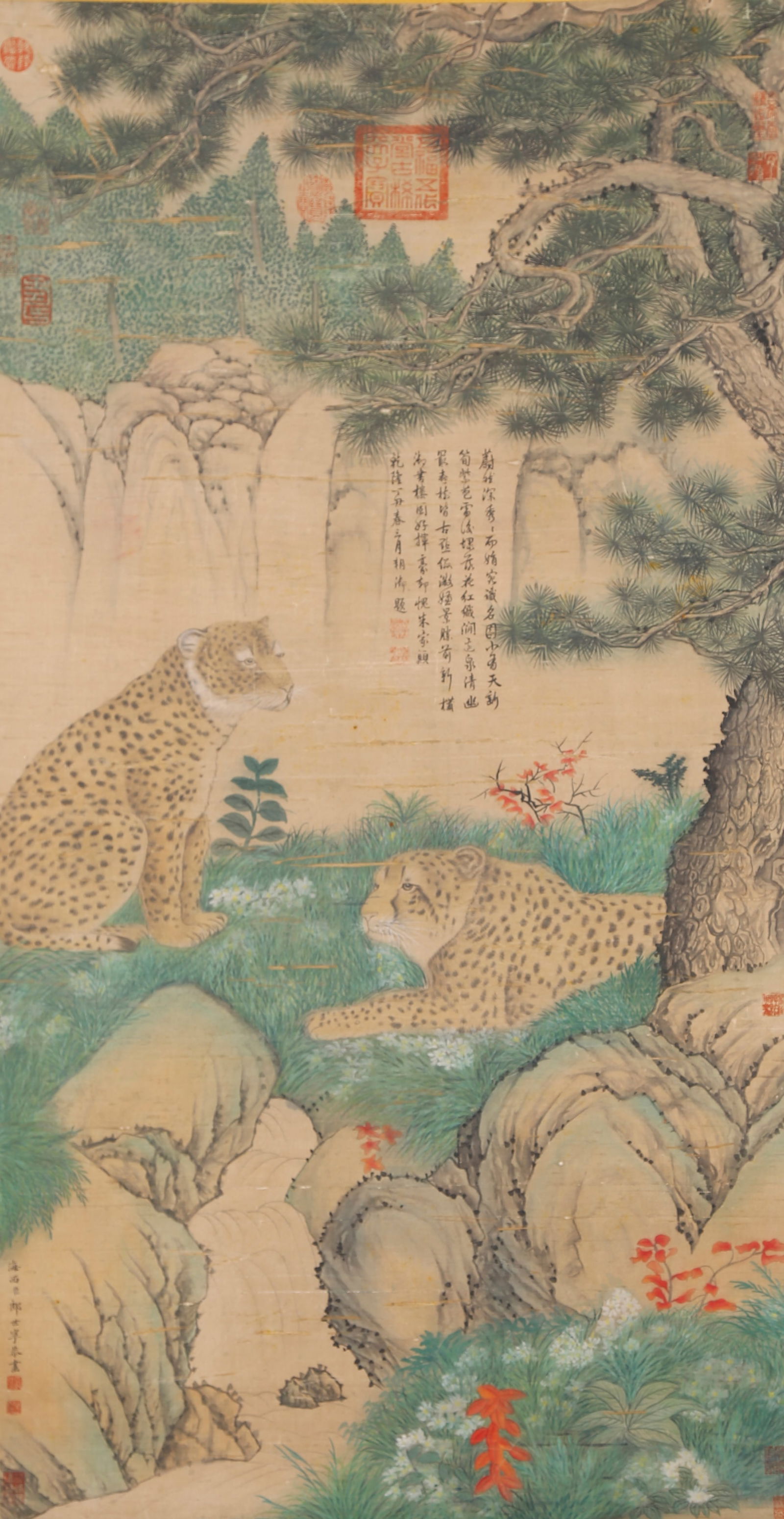 A ANIMAL PAINTING ON SILK BY GIUSEPPE CASTIGLIONE (LANG SHINING).郎世寧: Animal Painting on Silk by Giuseppe Castiglione (Lang Shining).郎世寧