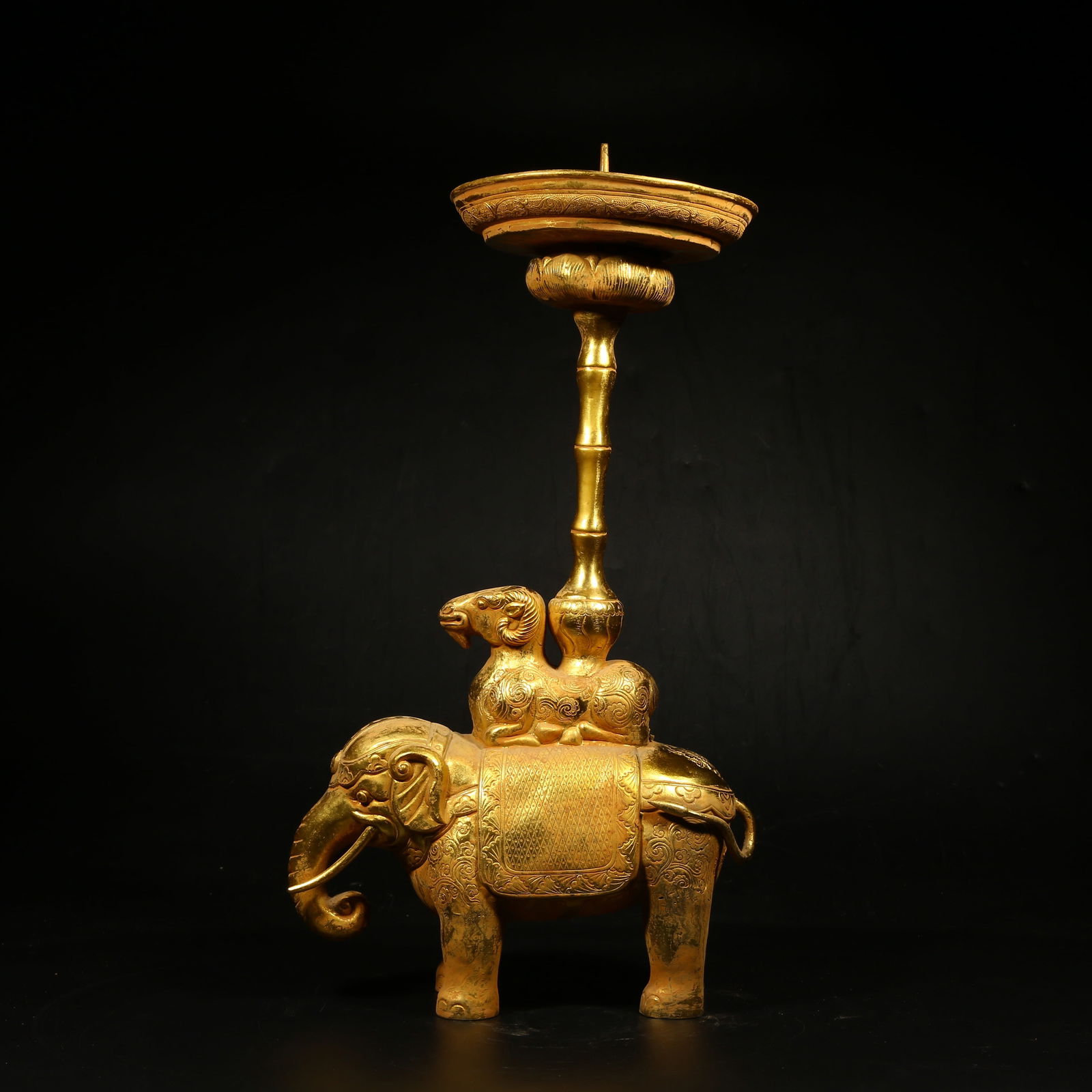 A GILT-BRONZE CANDLESTICK (1 of 9)