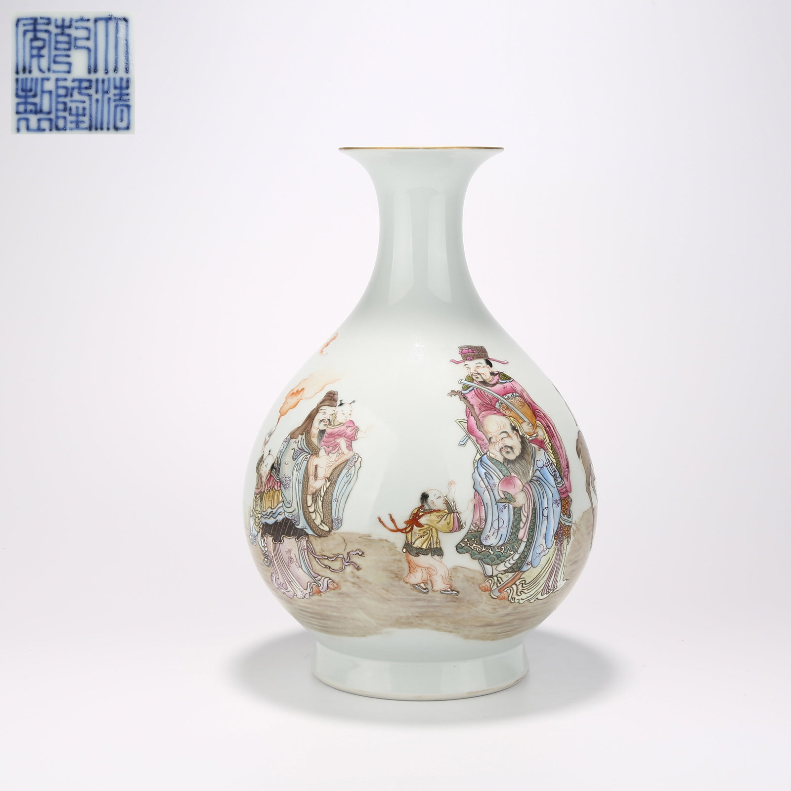 A FAMILLE ROSE YUHUCHUNPING VASE WITH "THREE STARS" (GODS OF FORTUNE, PROSPERITY, AND LONGEVITY) (1 of 8)