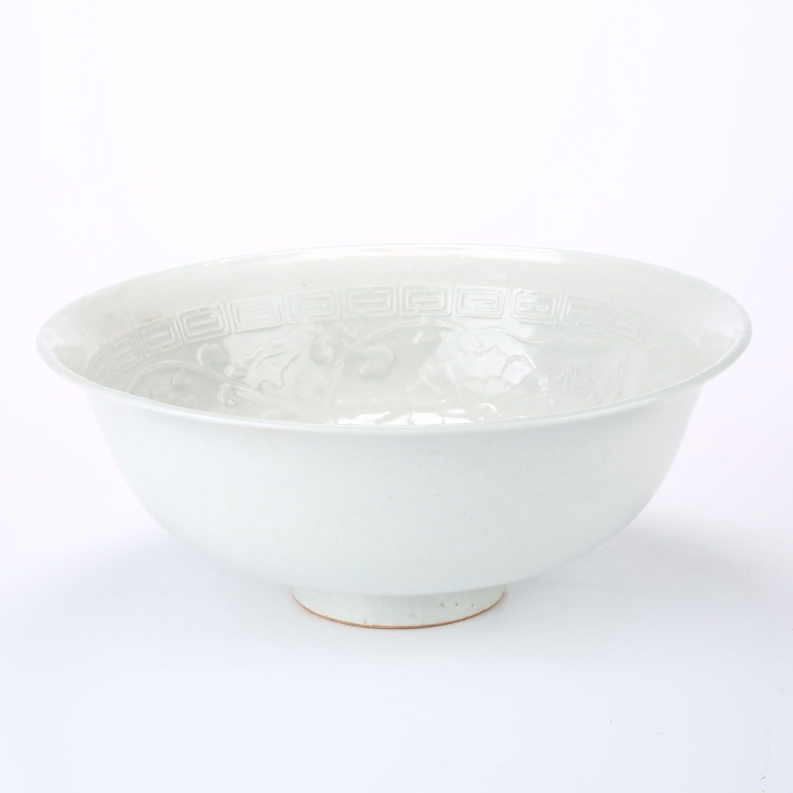 A WHITE-GLAZED MOLDED BOWL WITH FLORAL SCROLLS (1 of 9)