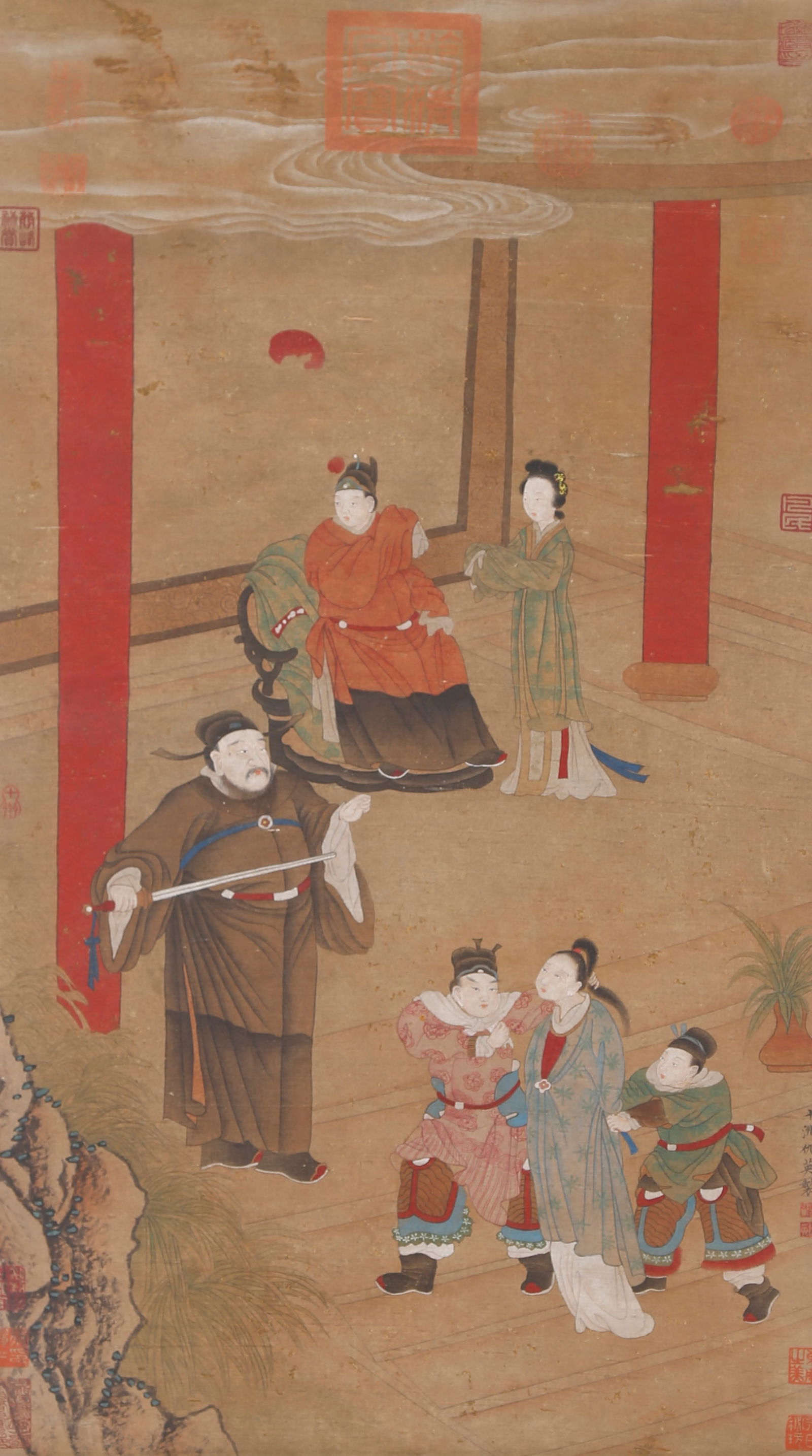 A FIGURE PAINTING ON SILK BY QIU YING.仇英 (1 of 9)