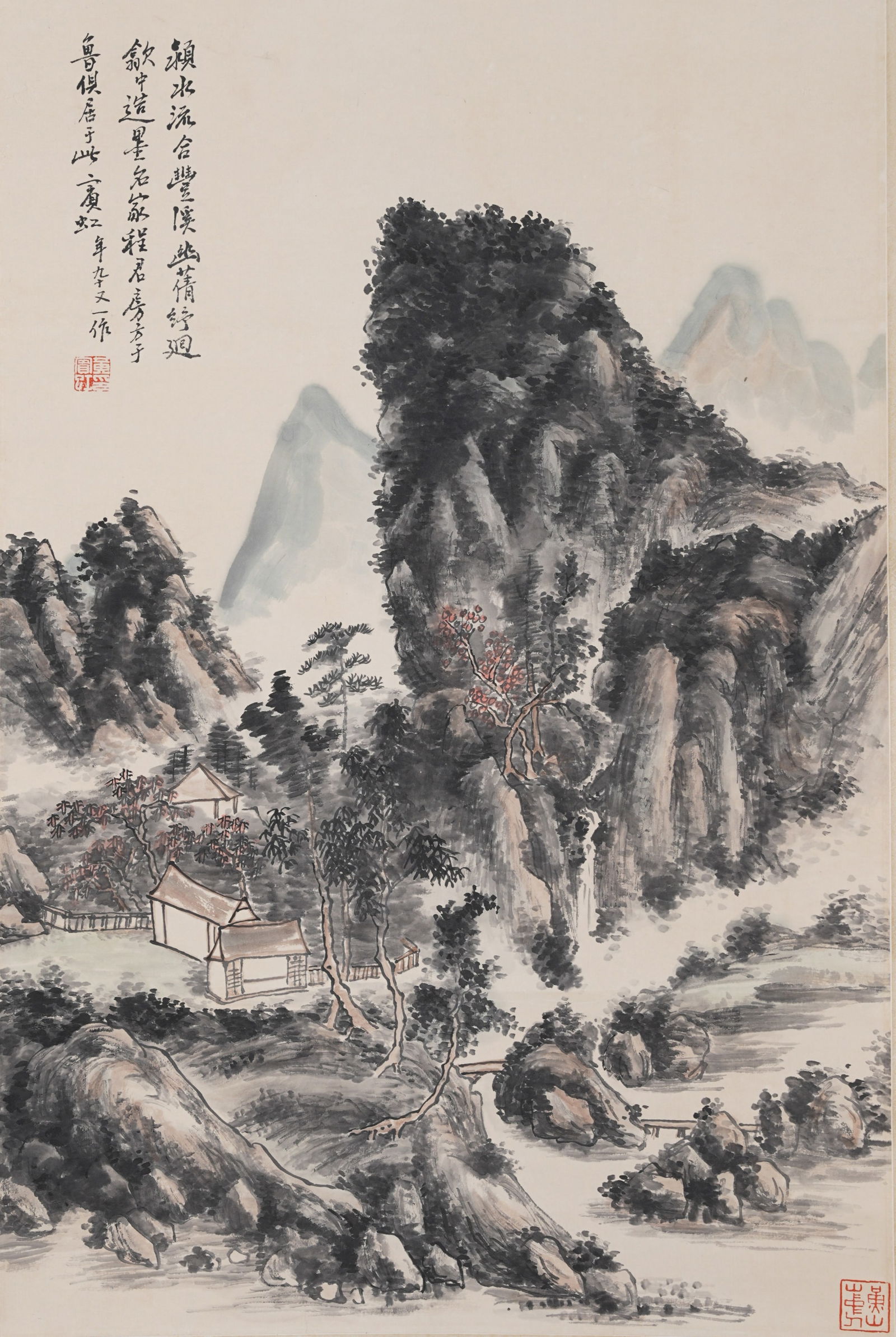 A LANDSCAPE PAINTING ON PAPER BY HUANG BINHONG.黃賓虹 (1 of 10)