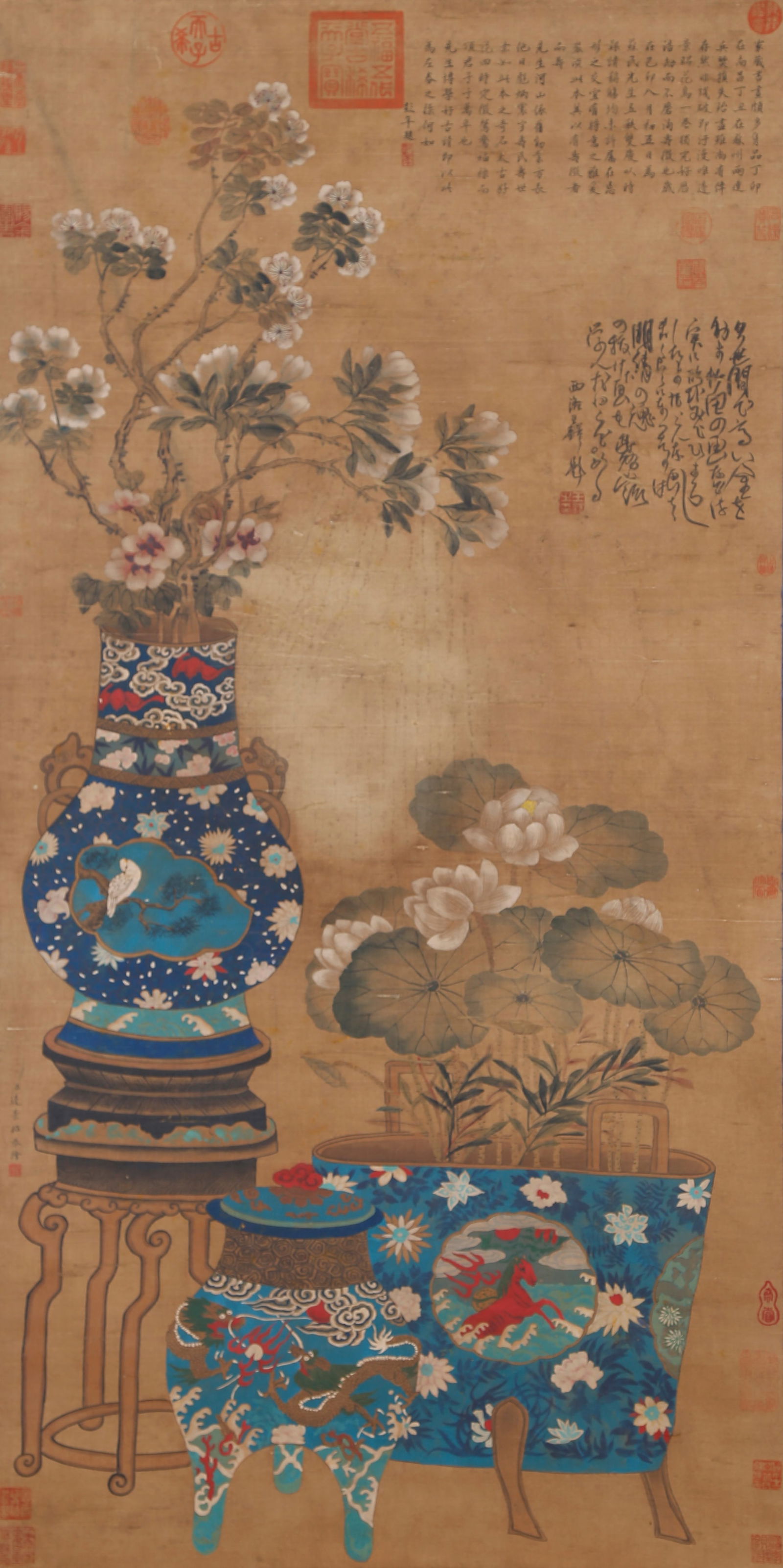 A VASE PAINTING ON SILK BY BIAN JINGZHAO.邊景昭 (1 of 11)