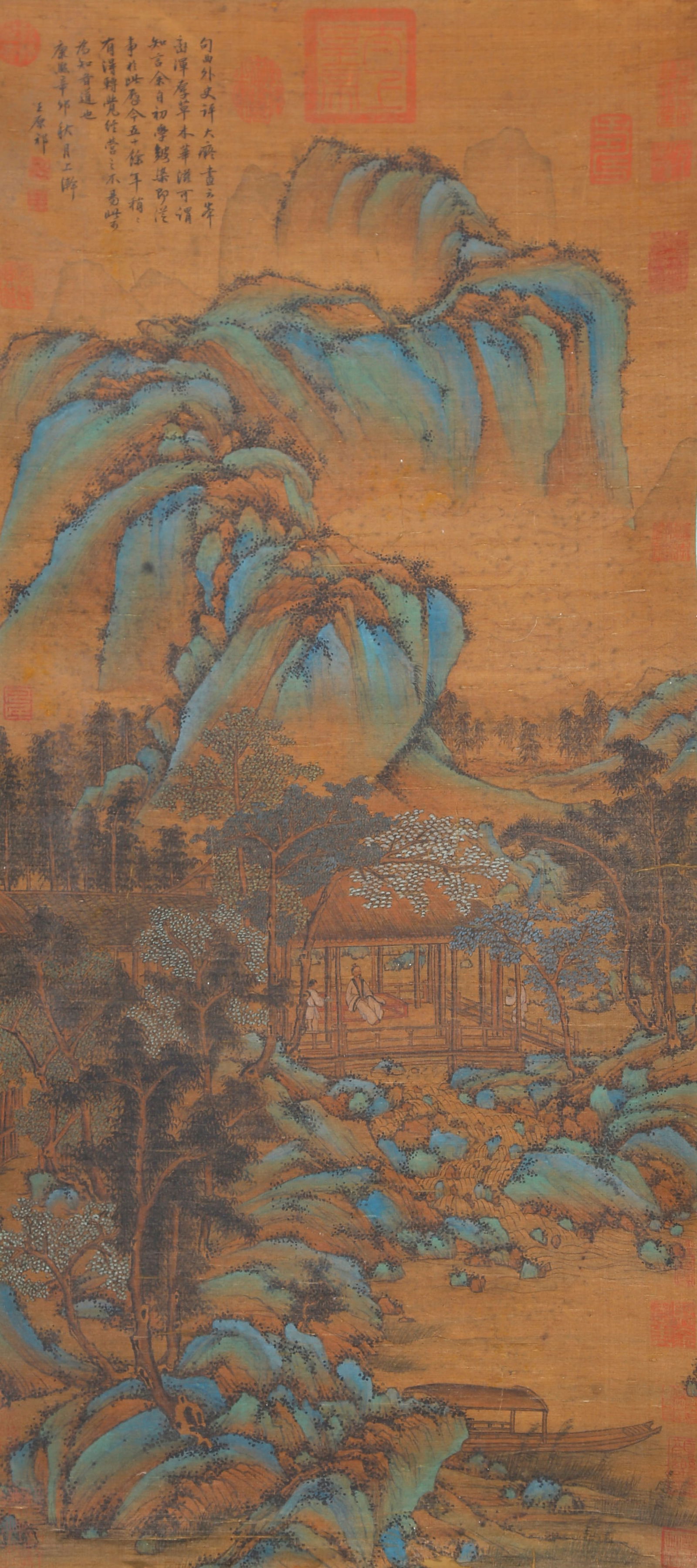 A LANDSCAPE PAINTING ON SILK BY WANG YUANQI.王原祁 (1 of 12)