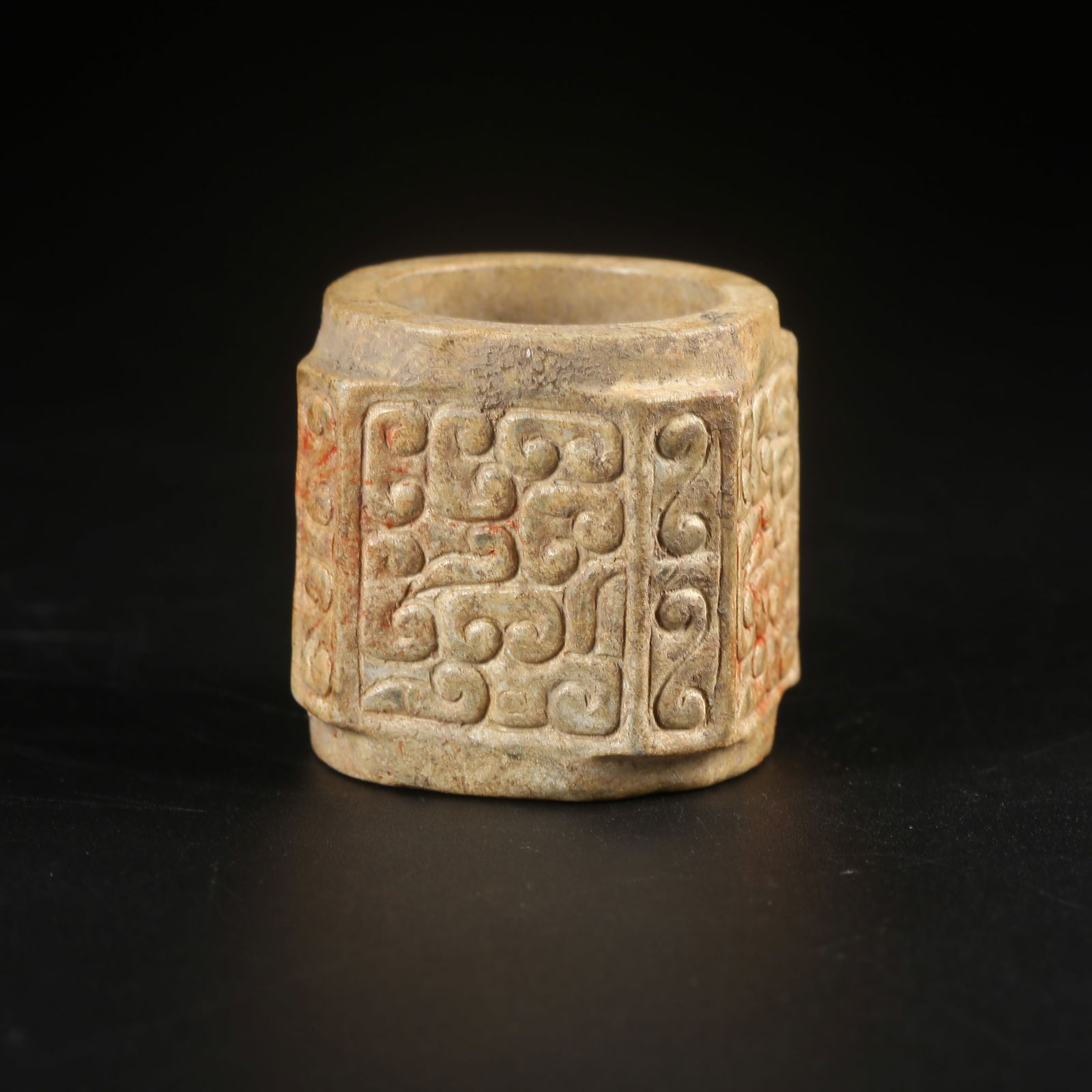 A ARCHAIC JADE CONG WITH HOOKED-CLOUD MOTIF (1 of 9)