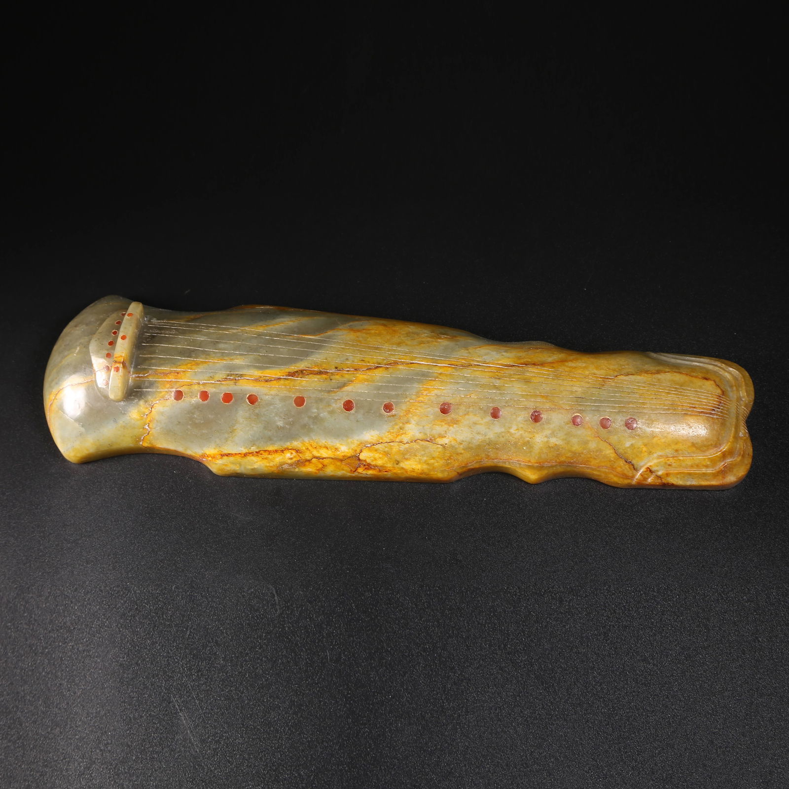 A ARCHAIC JADE ZITHER INLAID WITH PRECIOUS STONES (1 of 8)