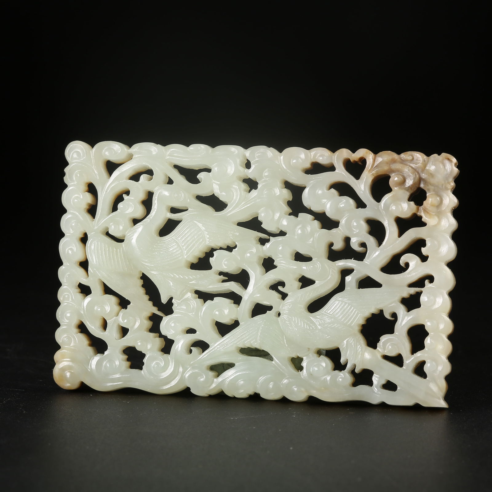 A ARCHAIC JADE BELT ORNAMENT WITH FLOWER-PIERCED PHOENIX MOTIF (1 of 8)