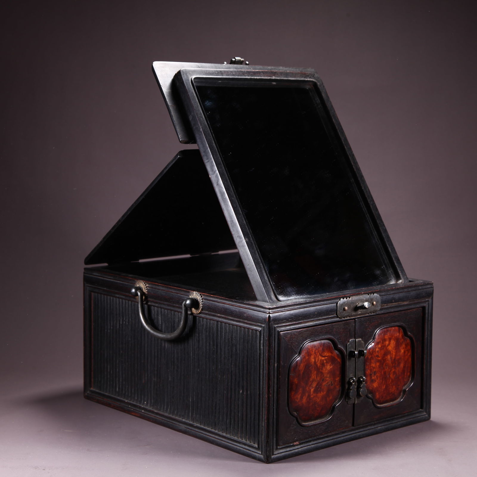 A ZITAN DRESSING BOX INLAID WITH BURL WOOD (1 of 9)