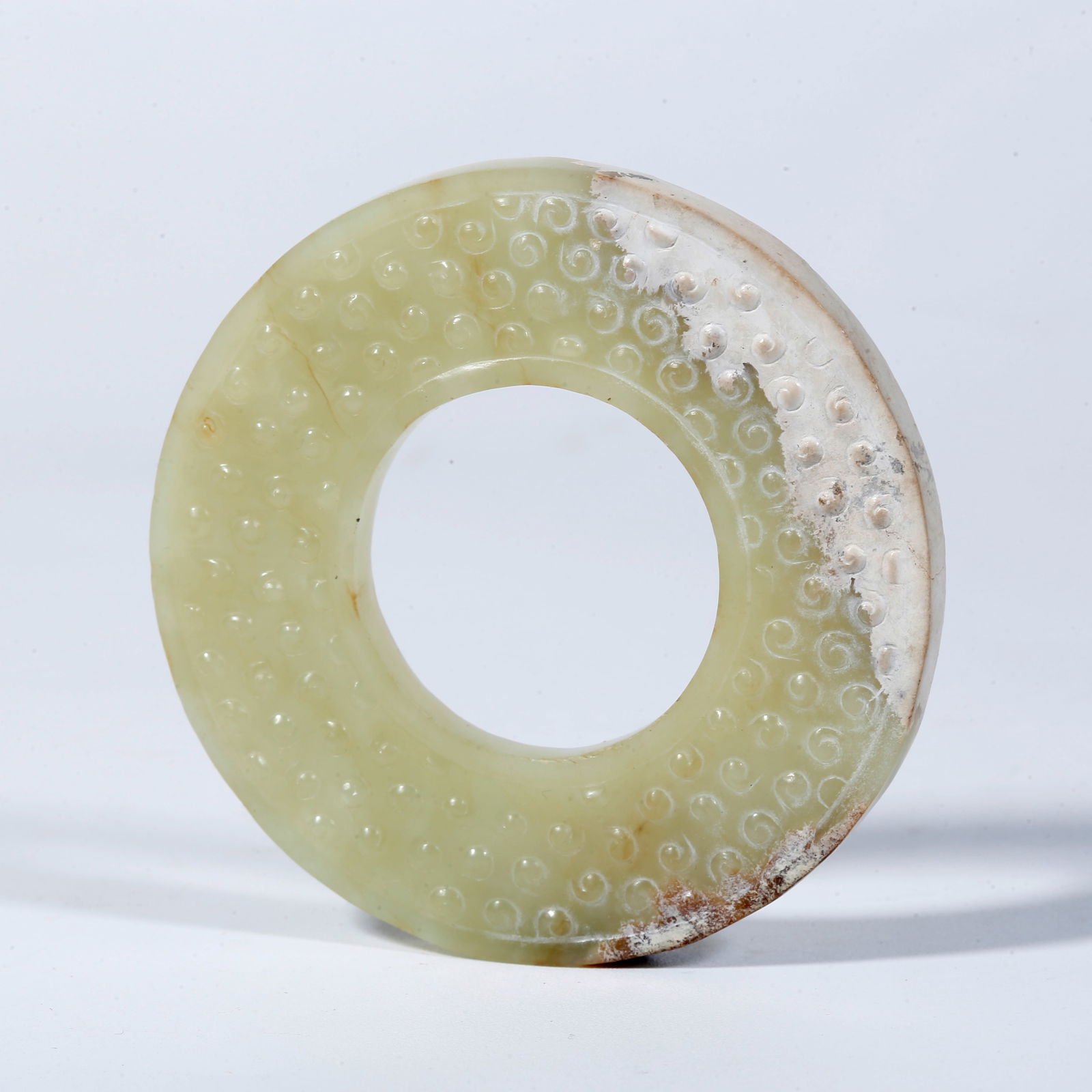 A HETIAN YELLOW JADE CARVED BI DISC (1 of 9)