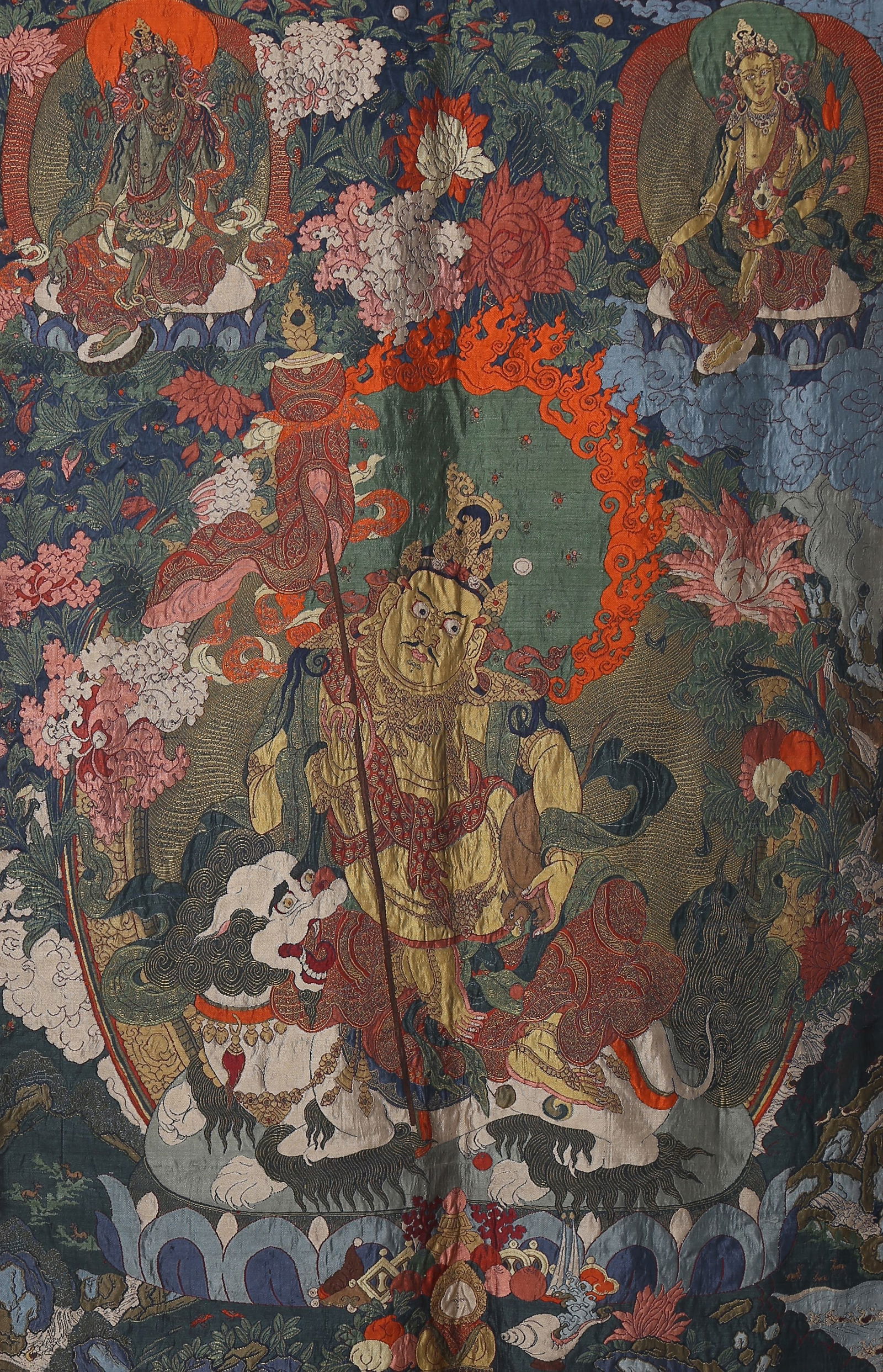 A BROCADE THANGKA OF WEALTH-GRANTING HEAVENLY KING (1 of 10)