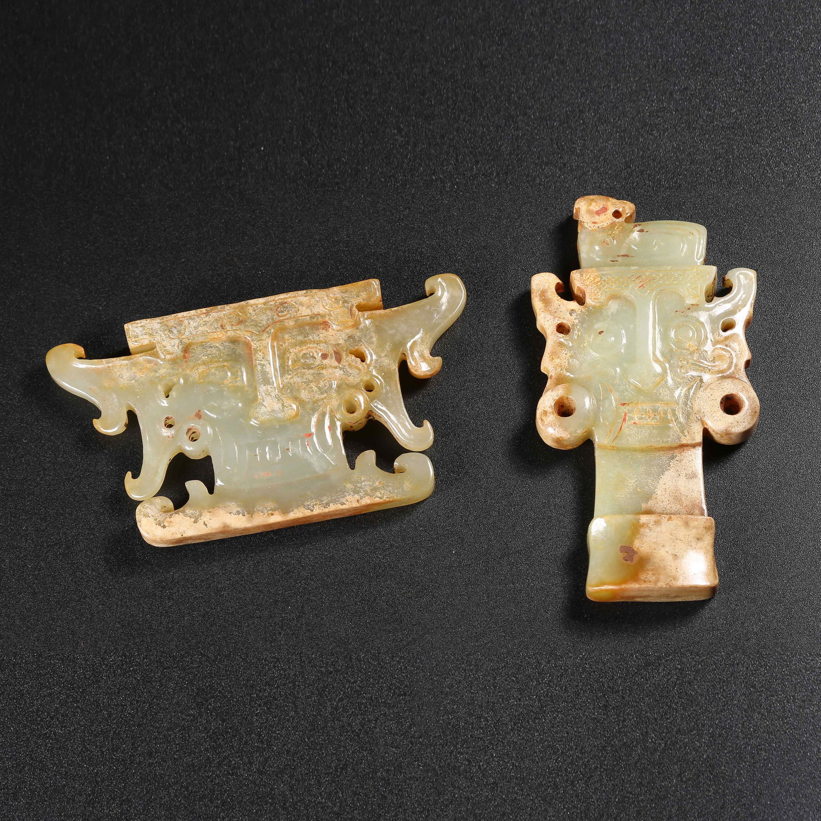 A SET OF ANCIENT JADE MASKS OF DEITIES (1 of 8)