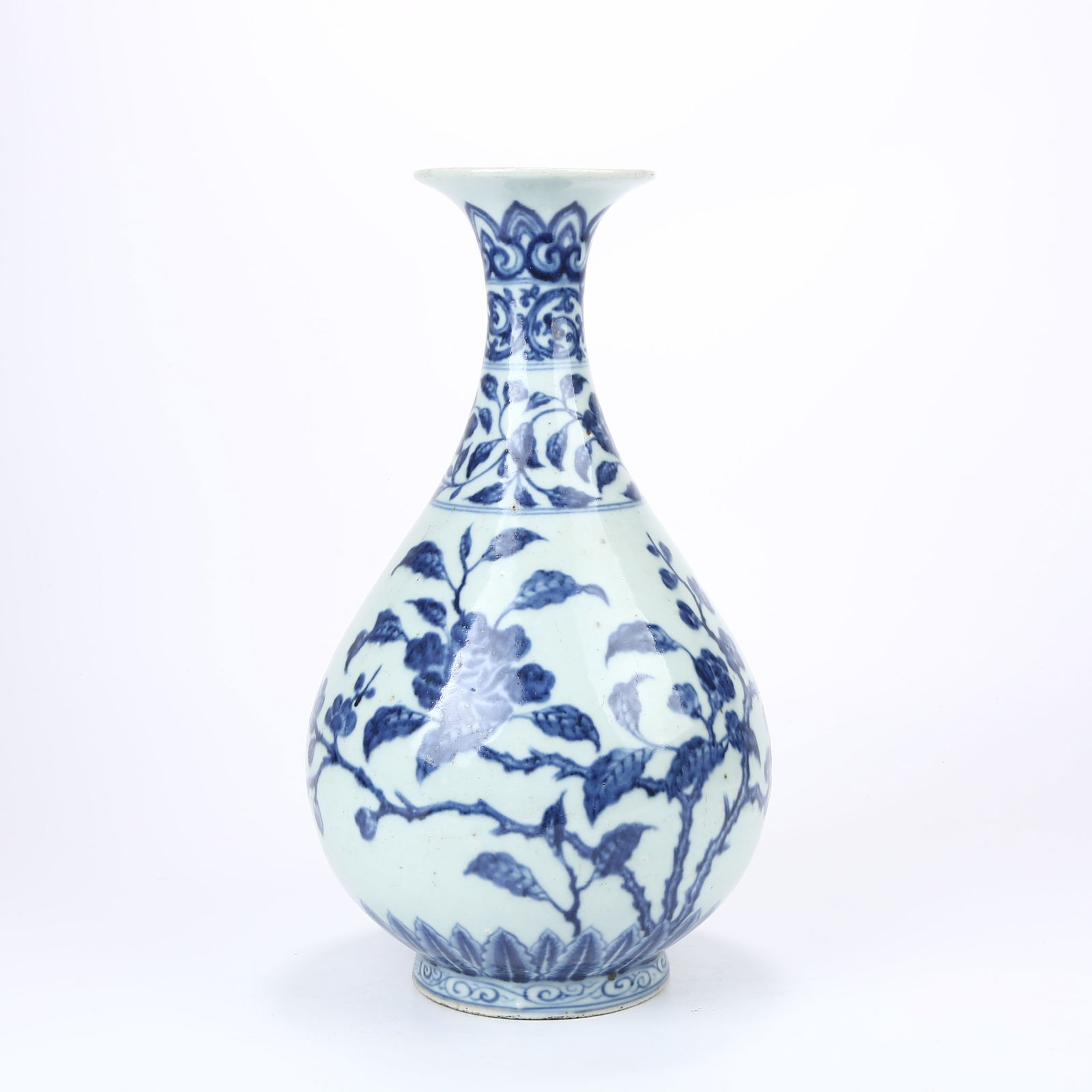 A BLUE AND WHITE YUHUCHUN VASE WITH FLOWER AND BIRD MOTIF (1 of 11)