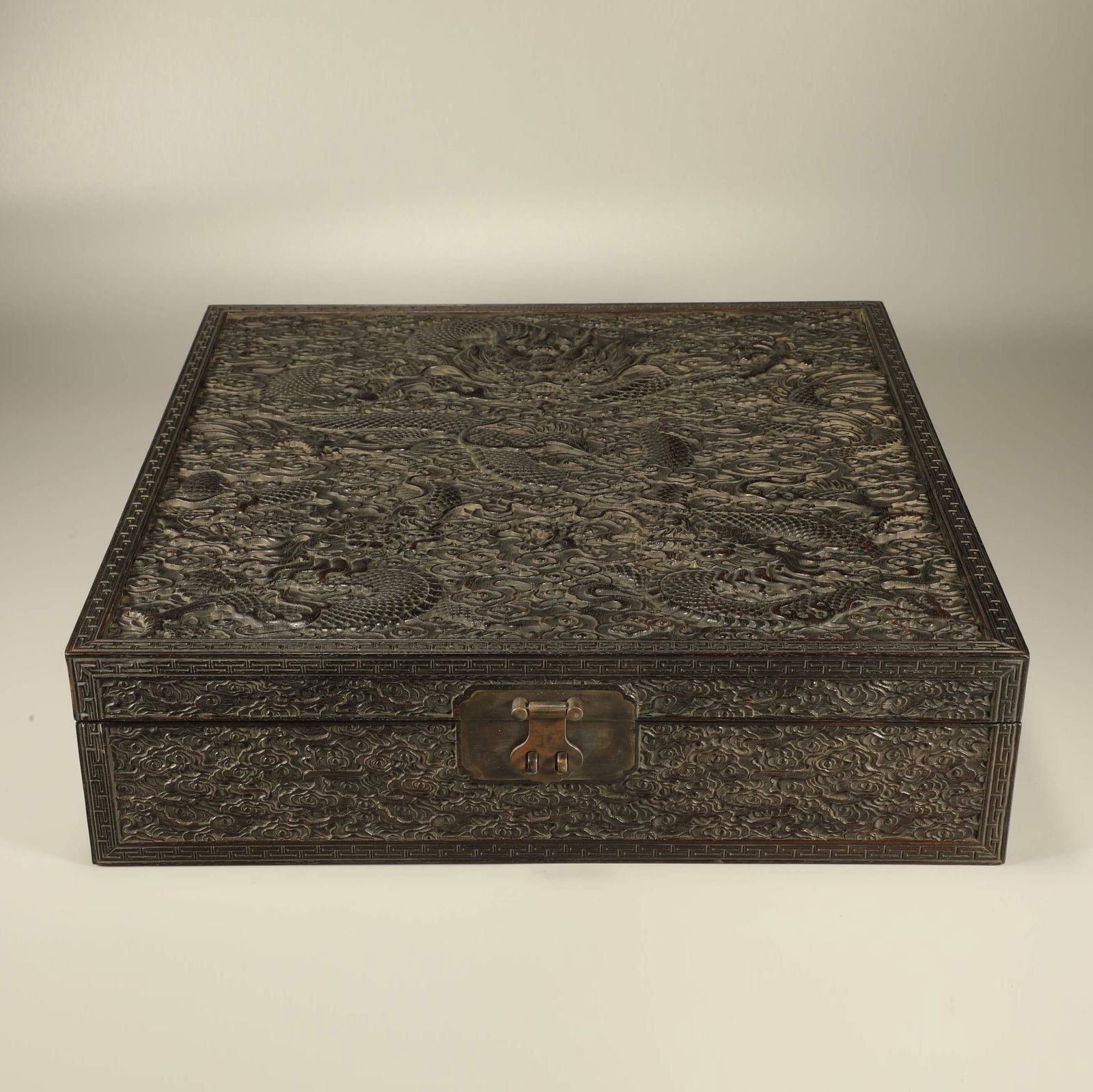 A ZITAN CARVED DRAGON-PATTERN MULTI-TREASURE BOX (1 of 7)
