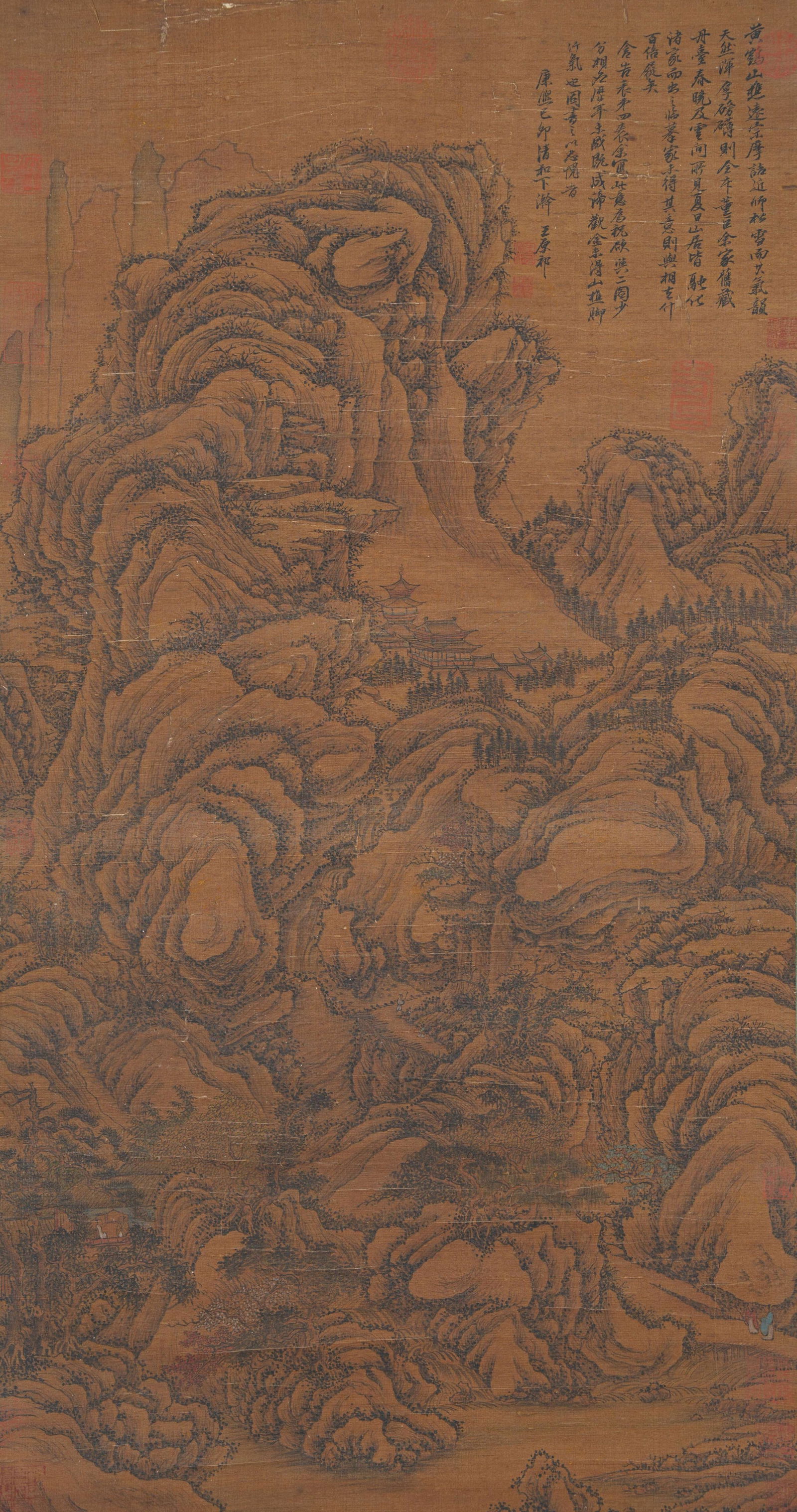 A LANDSCAPE PAINTING ON SILK BY WANG YUANQI.王原祁 (1 of 11)