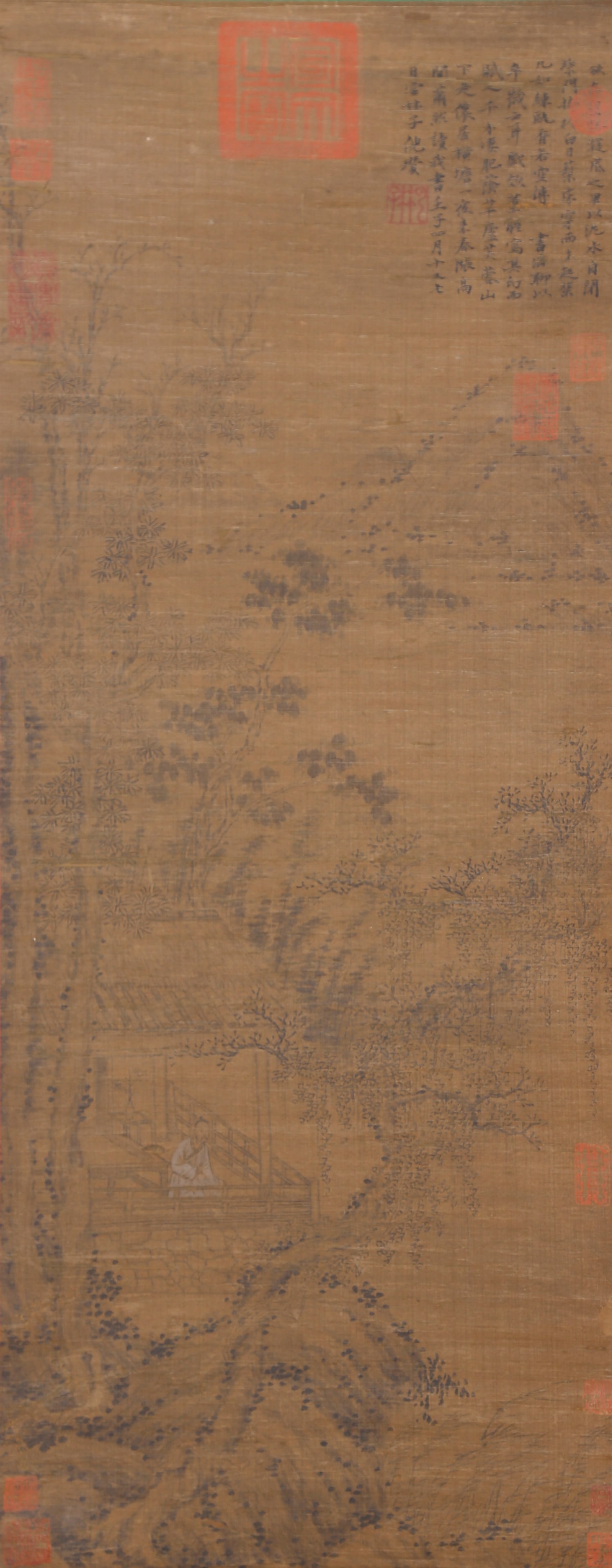 A LANDSCAPE WITH FIGURES PAINTING ON SILK BY NI ZAN.倪瓚 (1 of 10)