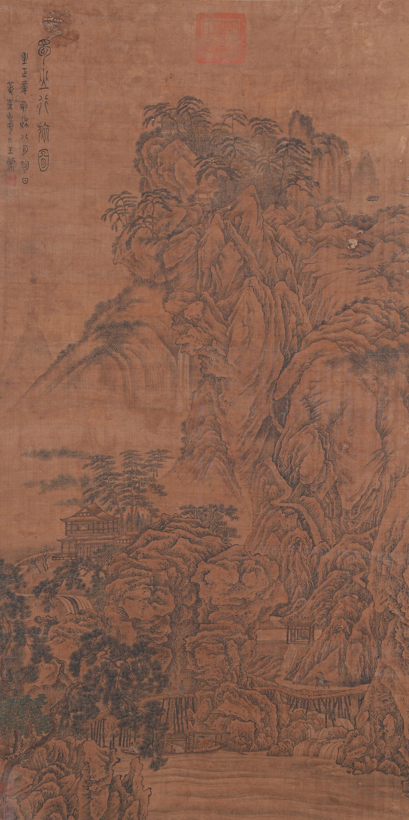 A LANDSCAPE PAINTING ON SILK BY WANG MENG.王蒙 (1 of 12)