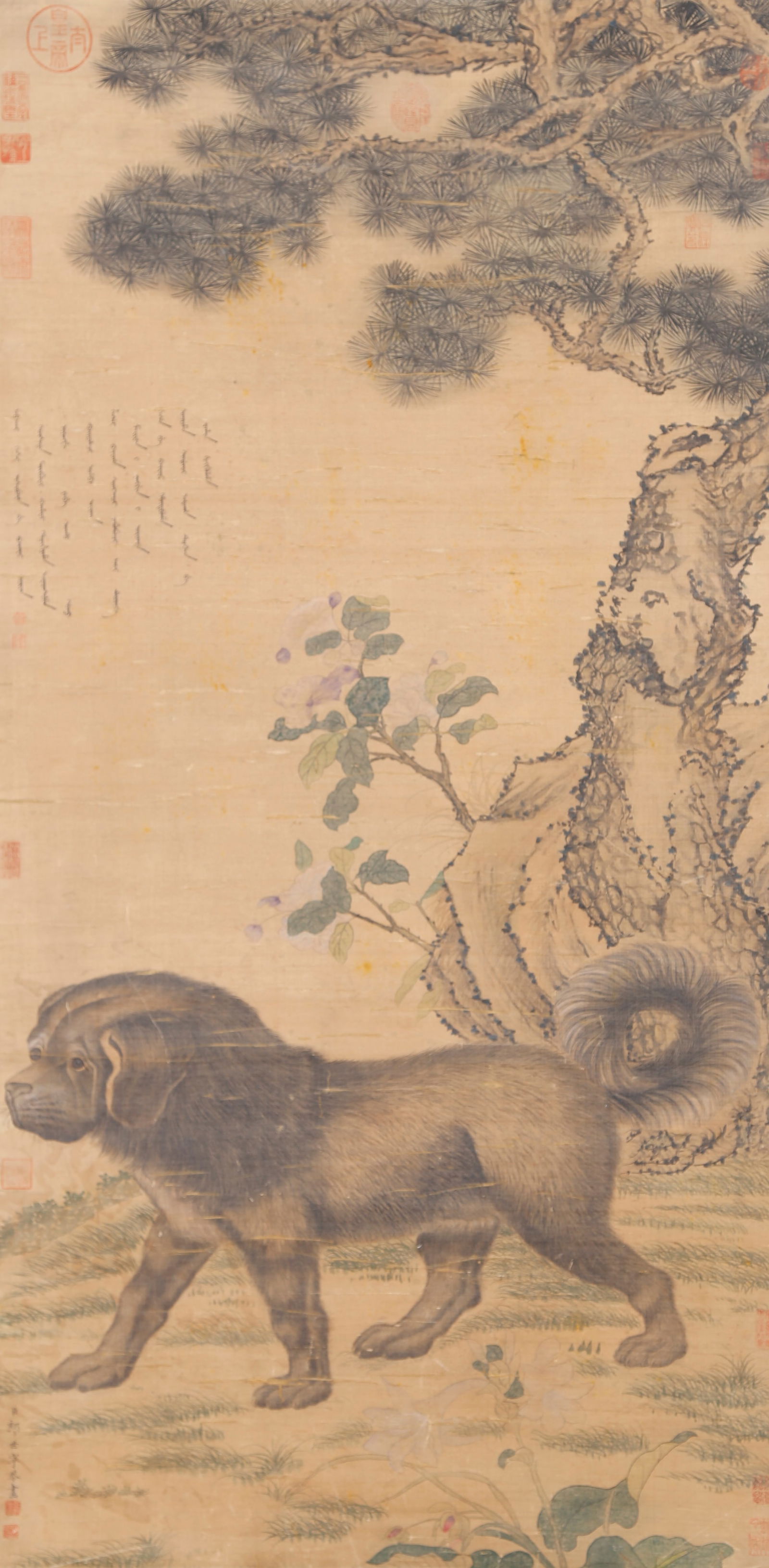 A DOG PAINTING ON SILK BY GIUSEPPE CASTIGLIONE (LANG SHINING).郎世寧 (1 of 9)