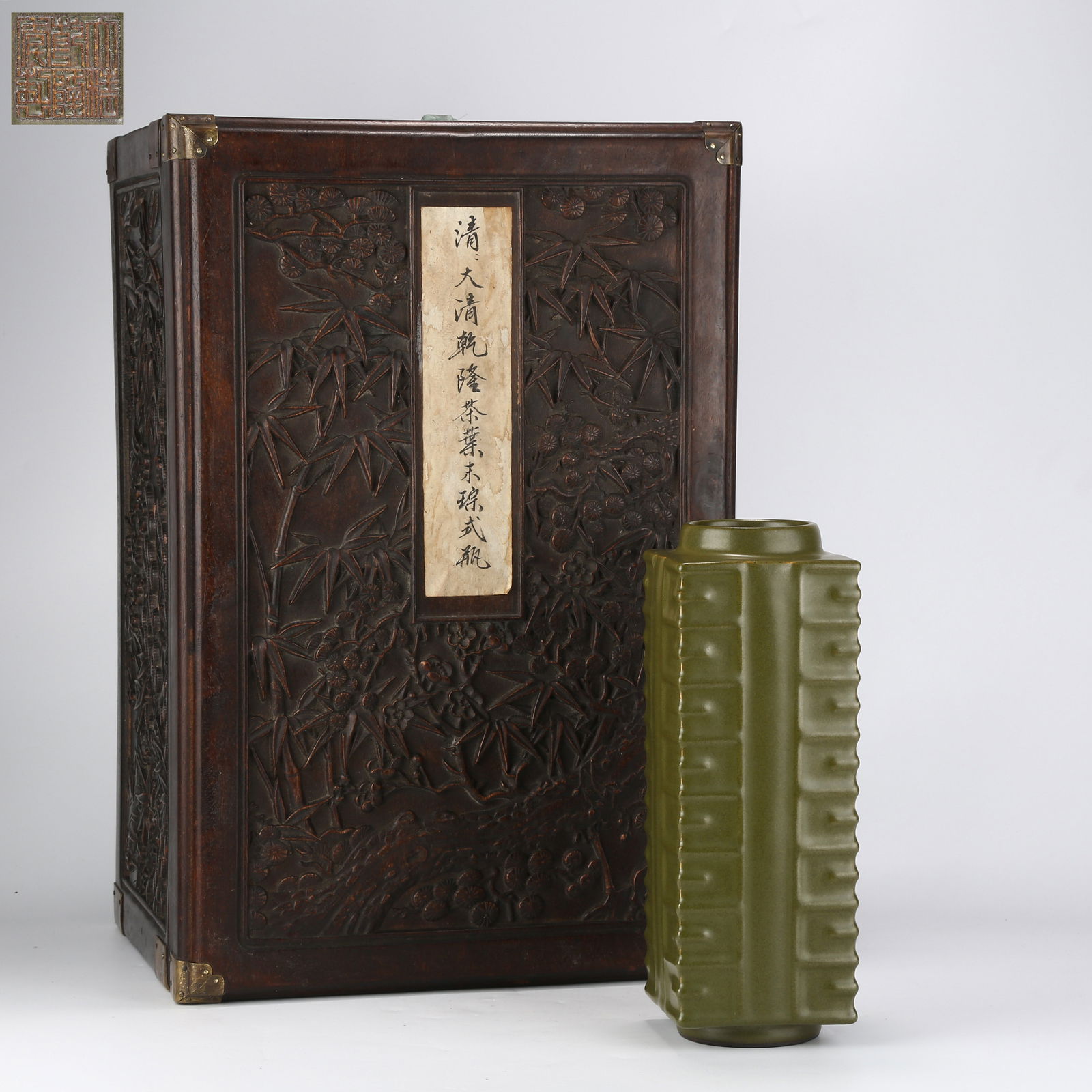 A TEA-DUST GLAZED CONG-FORM VASE (1 of 9)