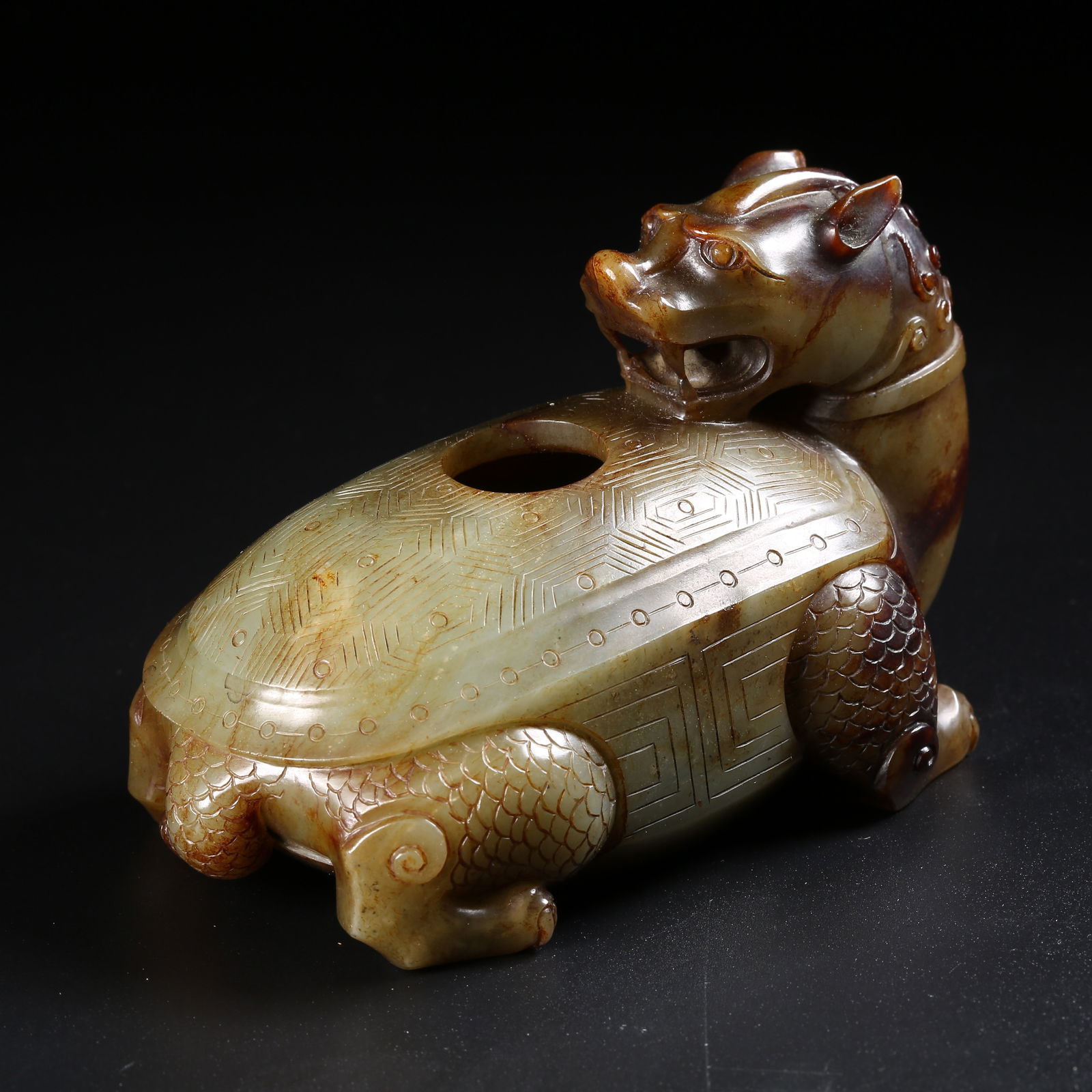 A ARCHAIC JADE CENSER IN THE FORM OF A DRAGON-TURTLE (1 of 8)
