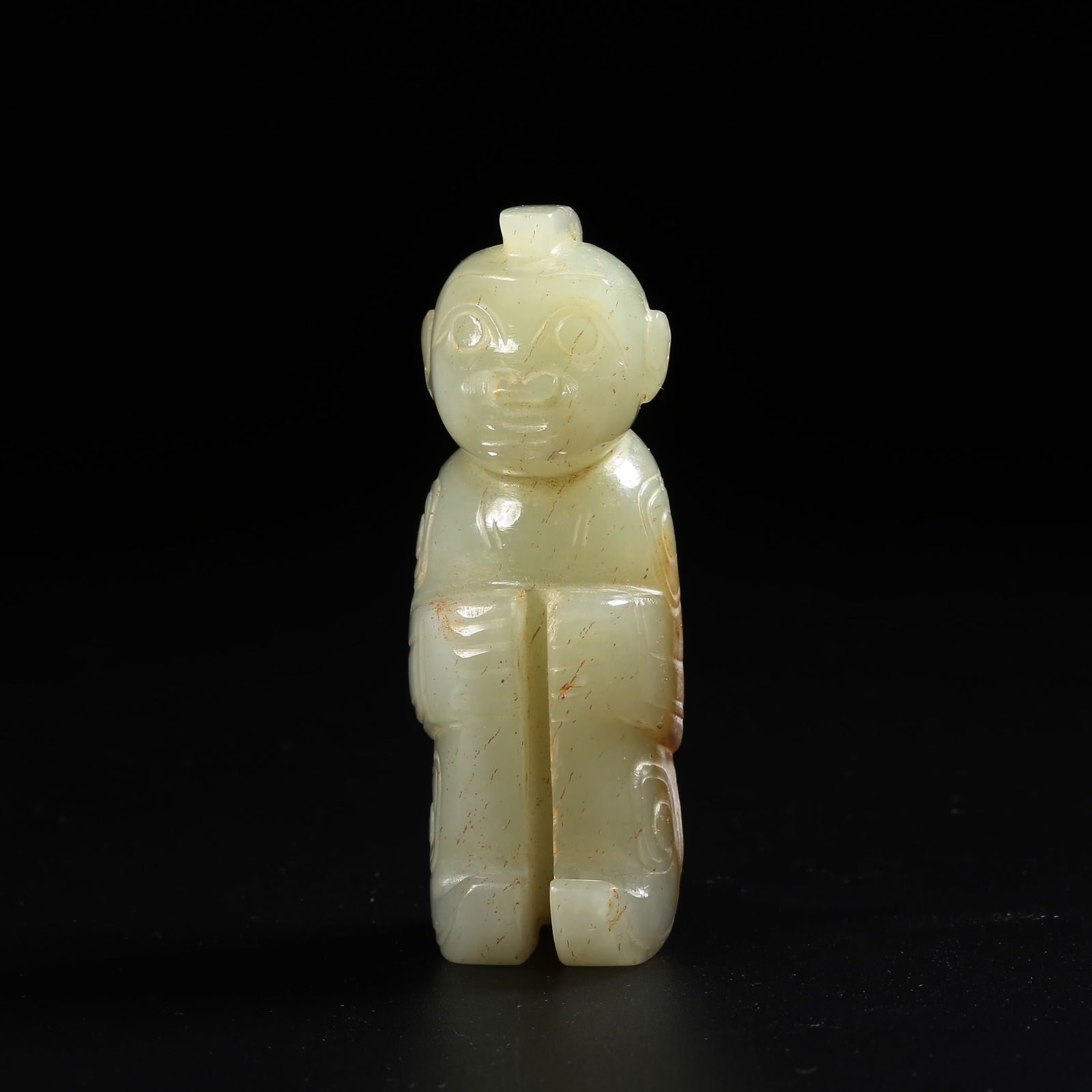A ARCHAIC JADE DIVINE FIGURE ORNAMENT (1 of 8)