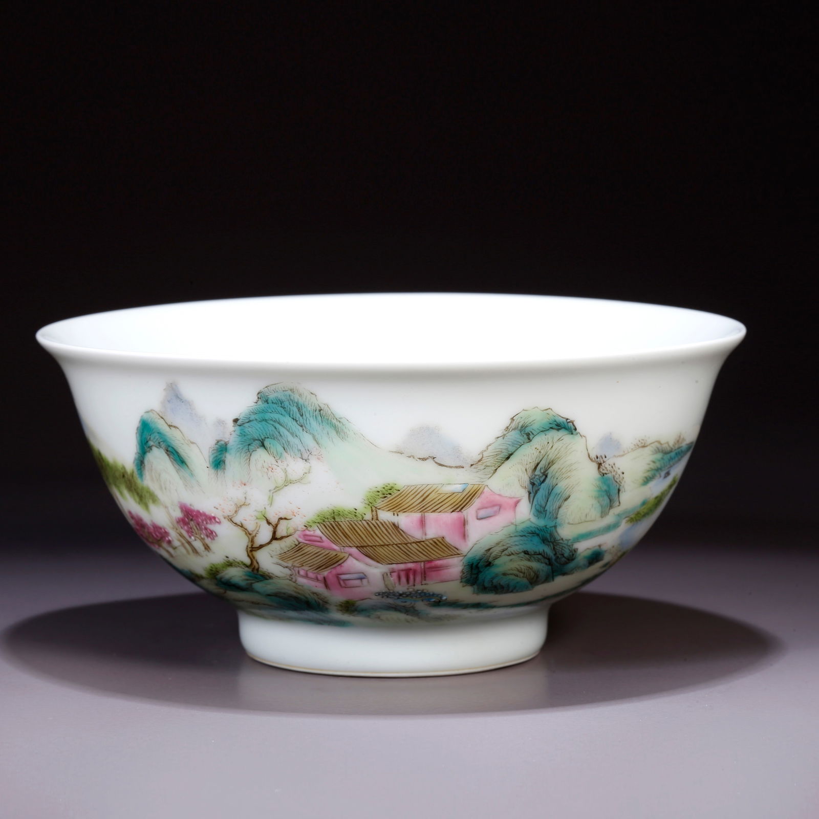 A FAMILLE-ROSE BOWL WITH LANDSCAPE DESIGN (1 of 9)