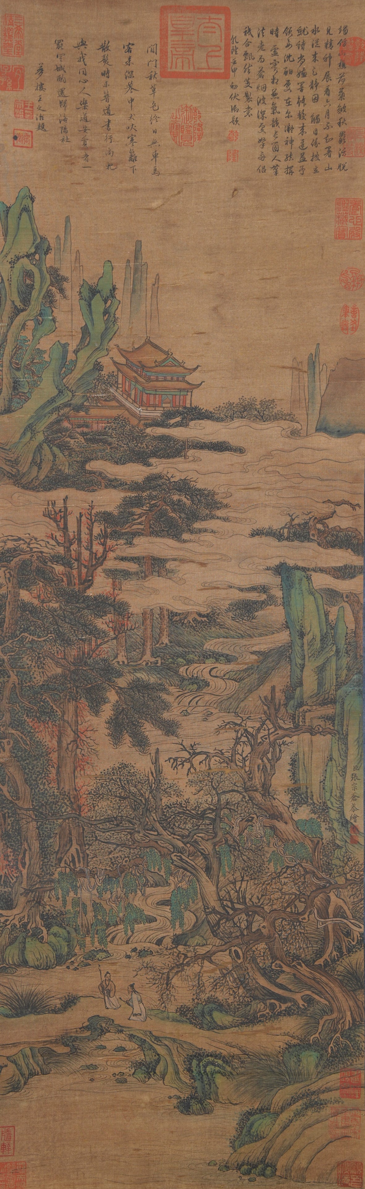 A LANDSCAPE PAINTING ON SILK BY ZHANG ZONGCANG.張宗蒼 (1 of 9)