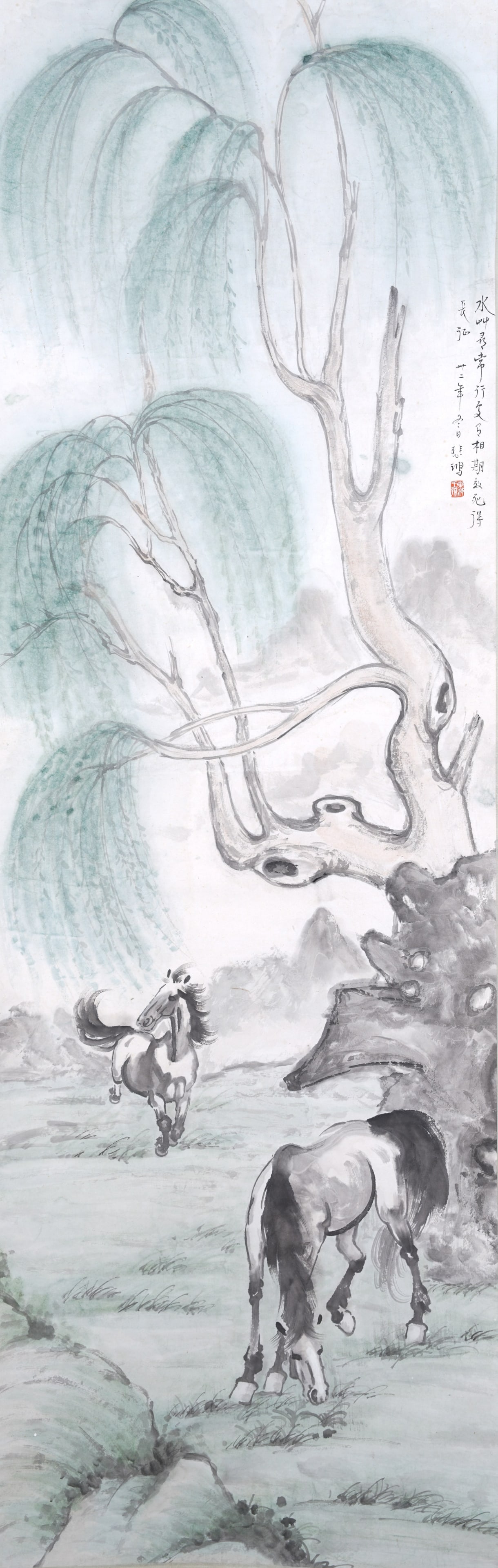 A GALLOPING HORSE PAINTING ON PAPER BY XU BEIHONG.徐悲鴻 (1 of 9)