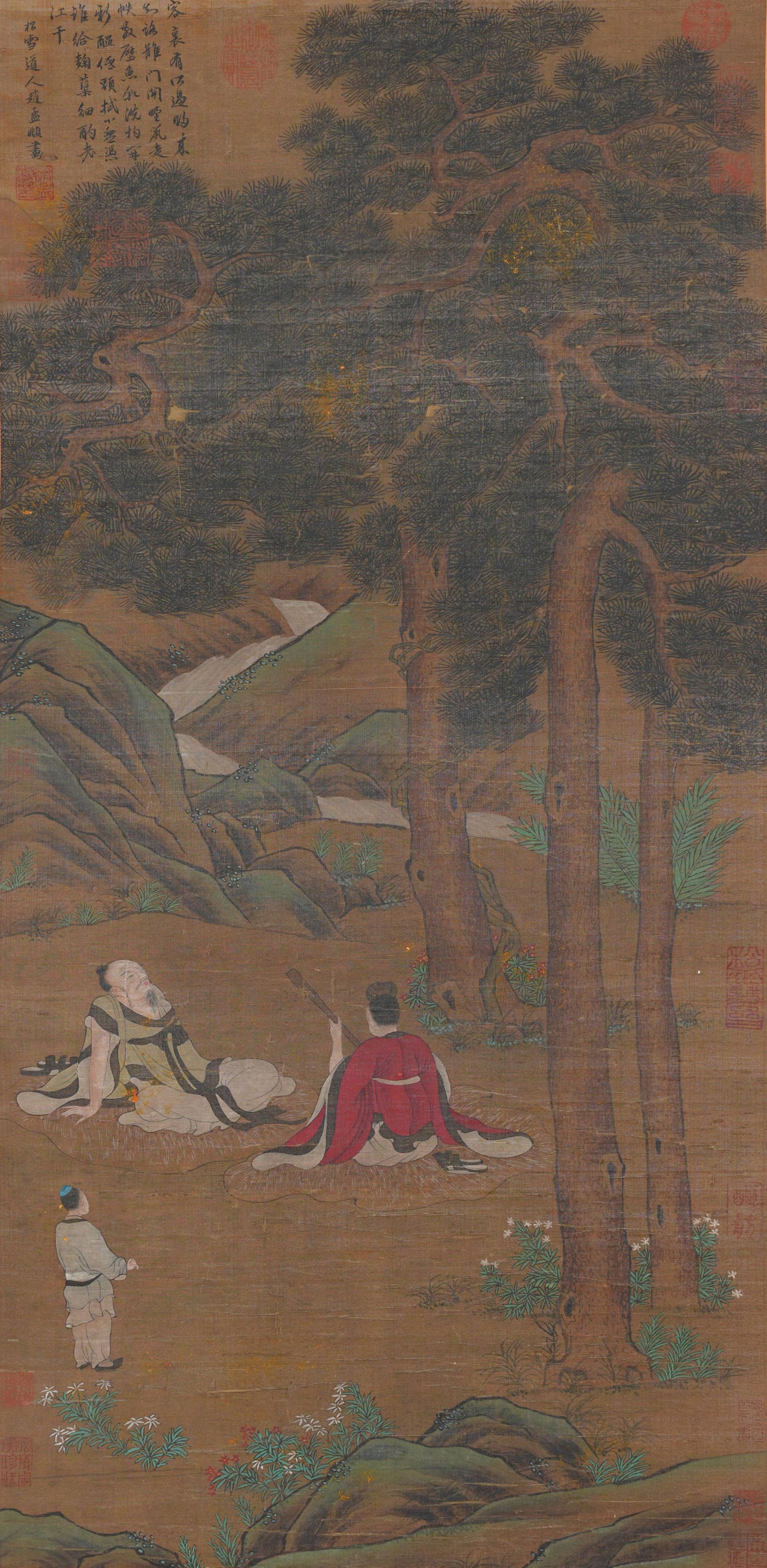 A FIGURE PAINTING ON SILK BY ZHAO MENGFU.趙孟頫: Figure Painting on Silk by Zhao Mengfu.趙孟頫