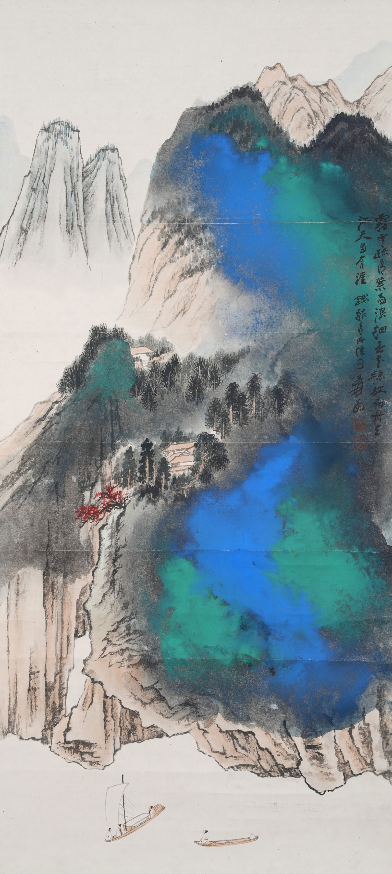 A SPLASHED-COLOR PAINTING ON PAPER BY ZHANG DAQIAN.張大千: Splashed-Color Painting on Paper by Zhang Daqian.張大千